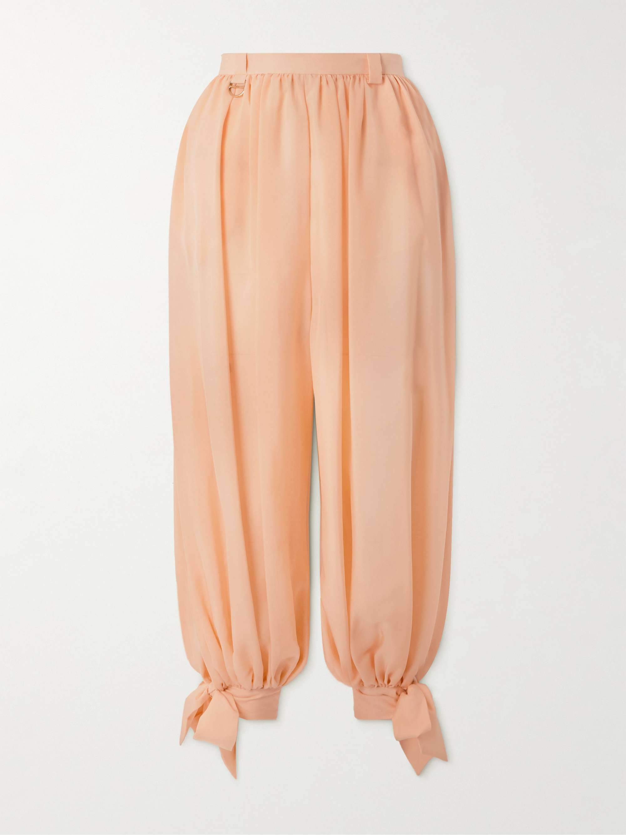 Pleated silk-charmeuse tapered pants hero visual