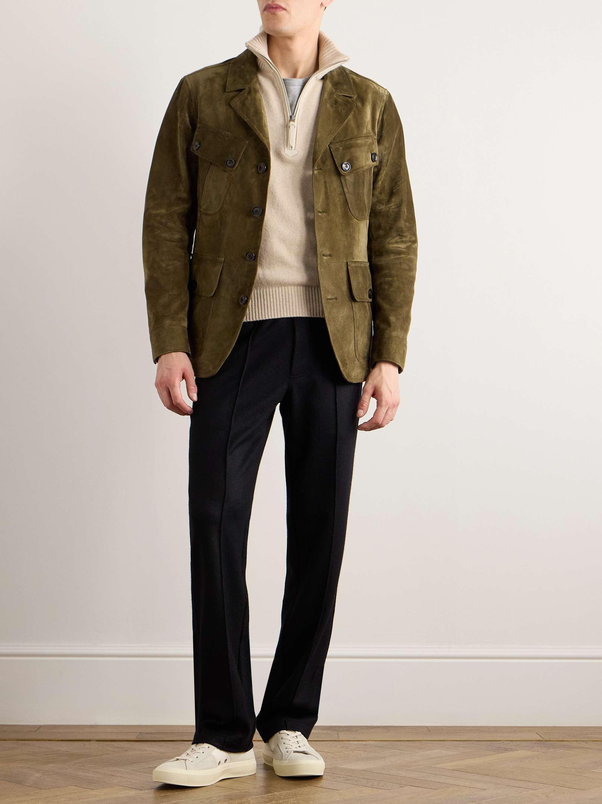 Straight-Leg Pleated Cashmere Sweatpants view