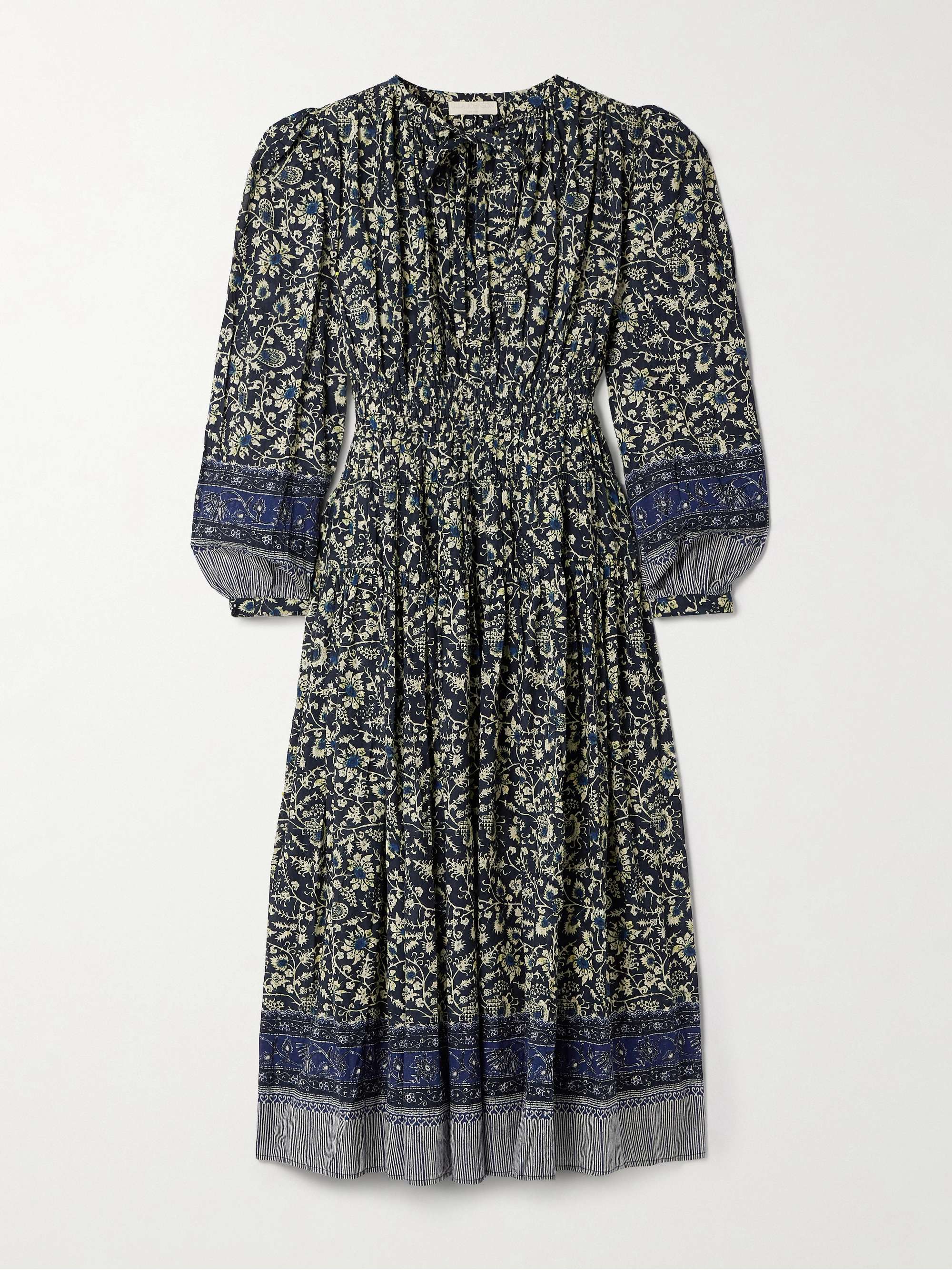 Mona shirred floral-print cotton-blend midi dress hero visual