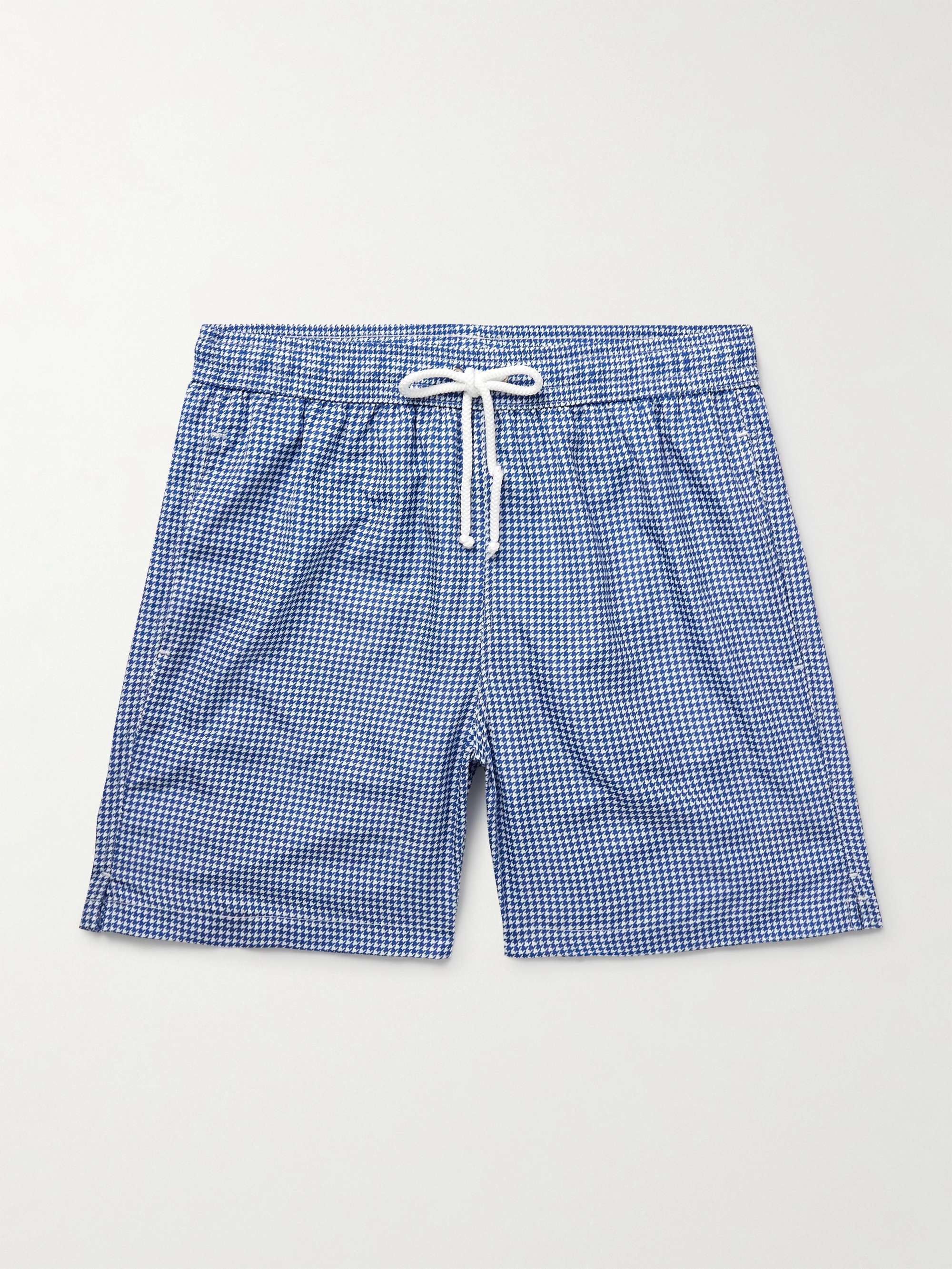 Slim-Fit Straight-Leg Mid-Length Houndstooth Swim Shorts hero visual