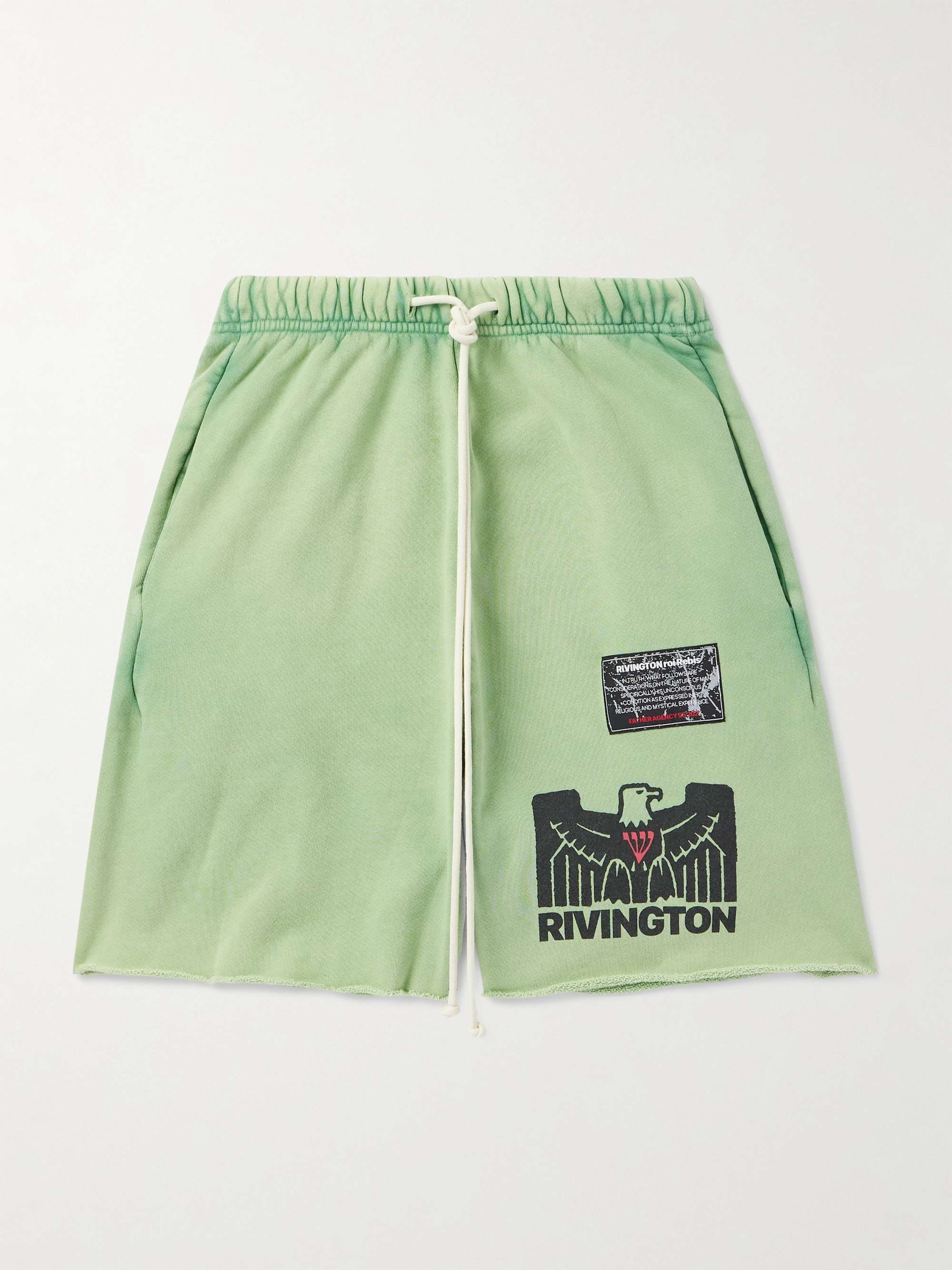 Flag Straight-Leg Frayed Logo-Print Cotton-Jersey Shorts hero visual
