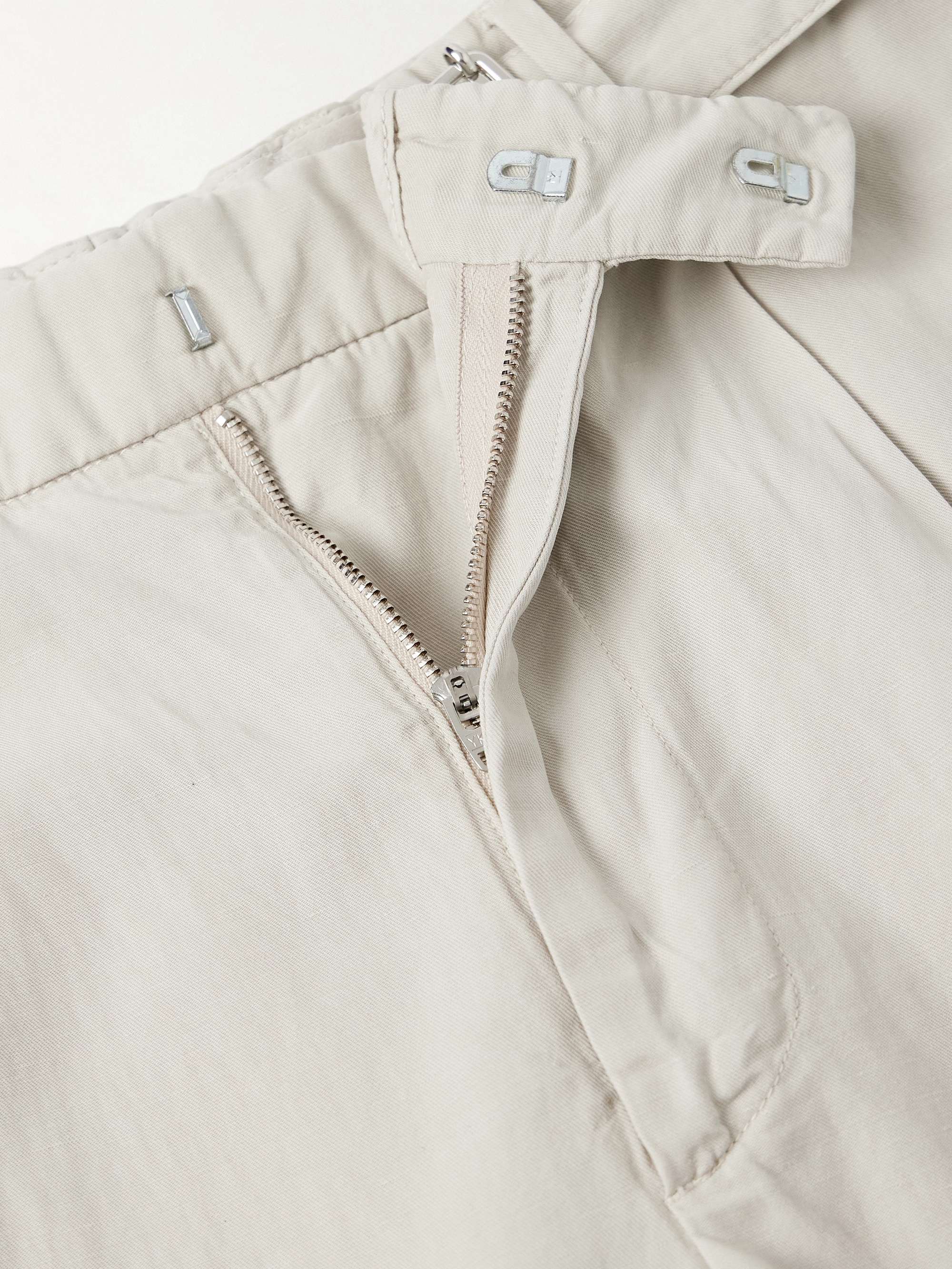 Hugo Straight-Leg Belted Pleated Garment-Dyed Lyocell, Linen and Cotton-Blend Trousers view