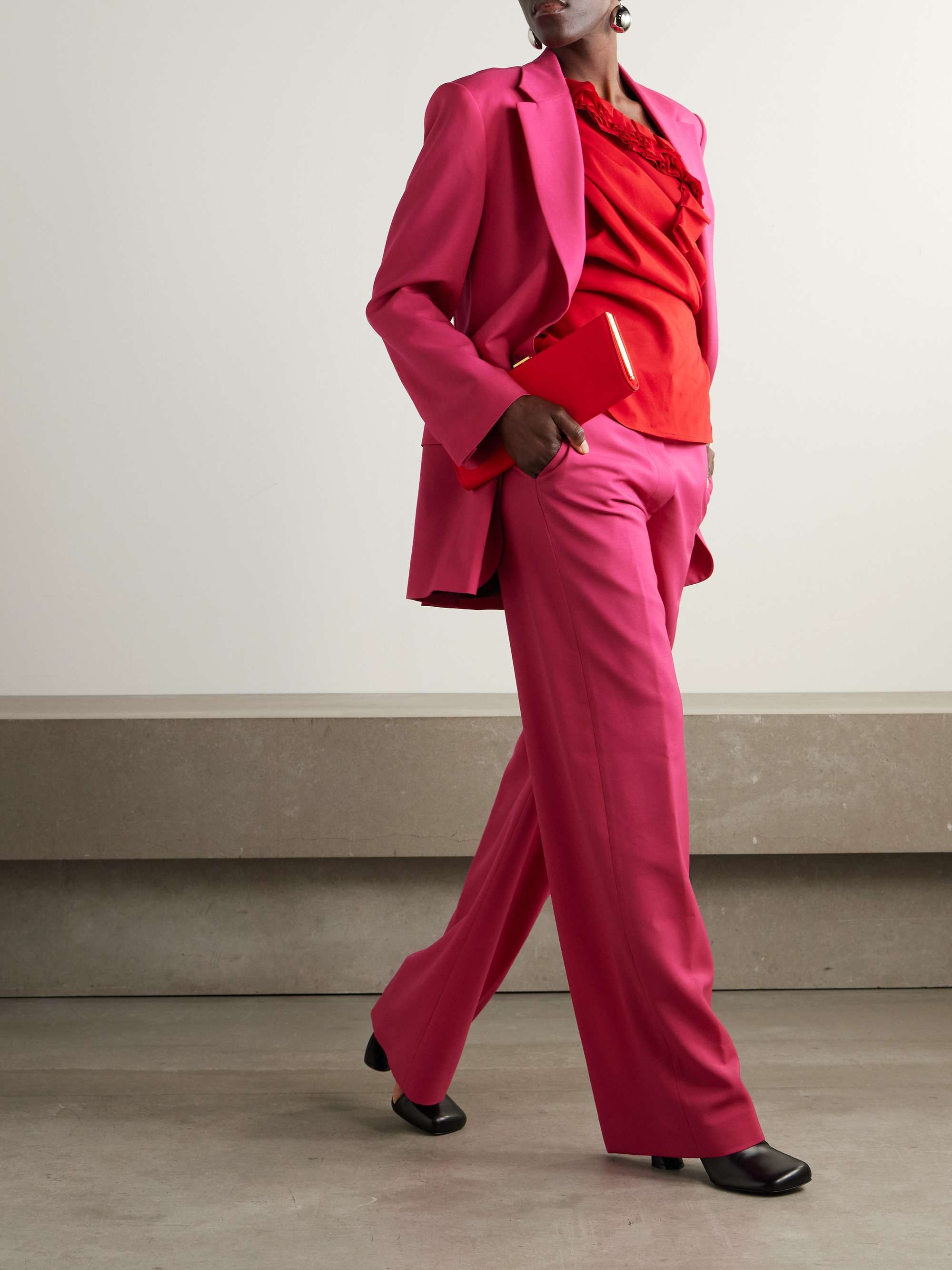 Wool and mohair-blend twill straight-leg pants view