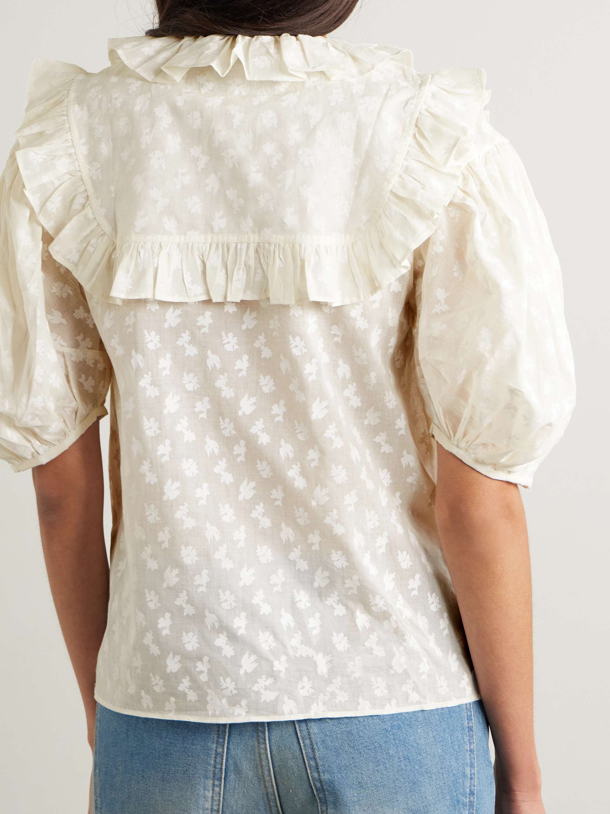 Vanina ruffled floral-print cotton-voile blouse view
