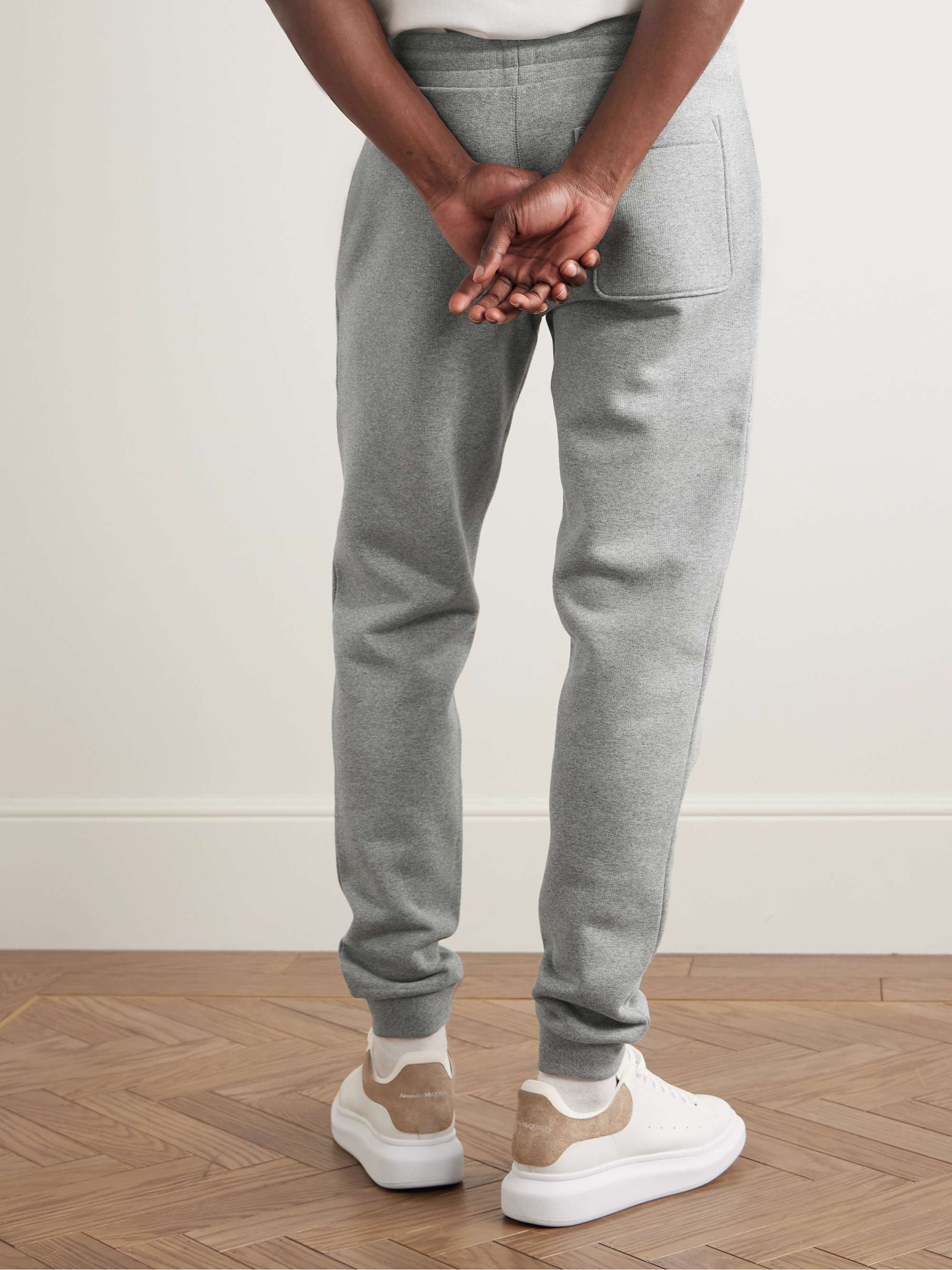Slim-Fit Tapered Logo-Appliquéd Cotton-Jersey Sweatpants view