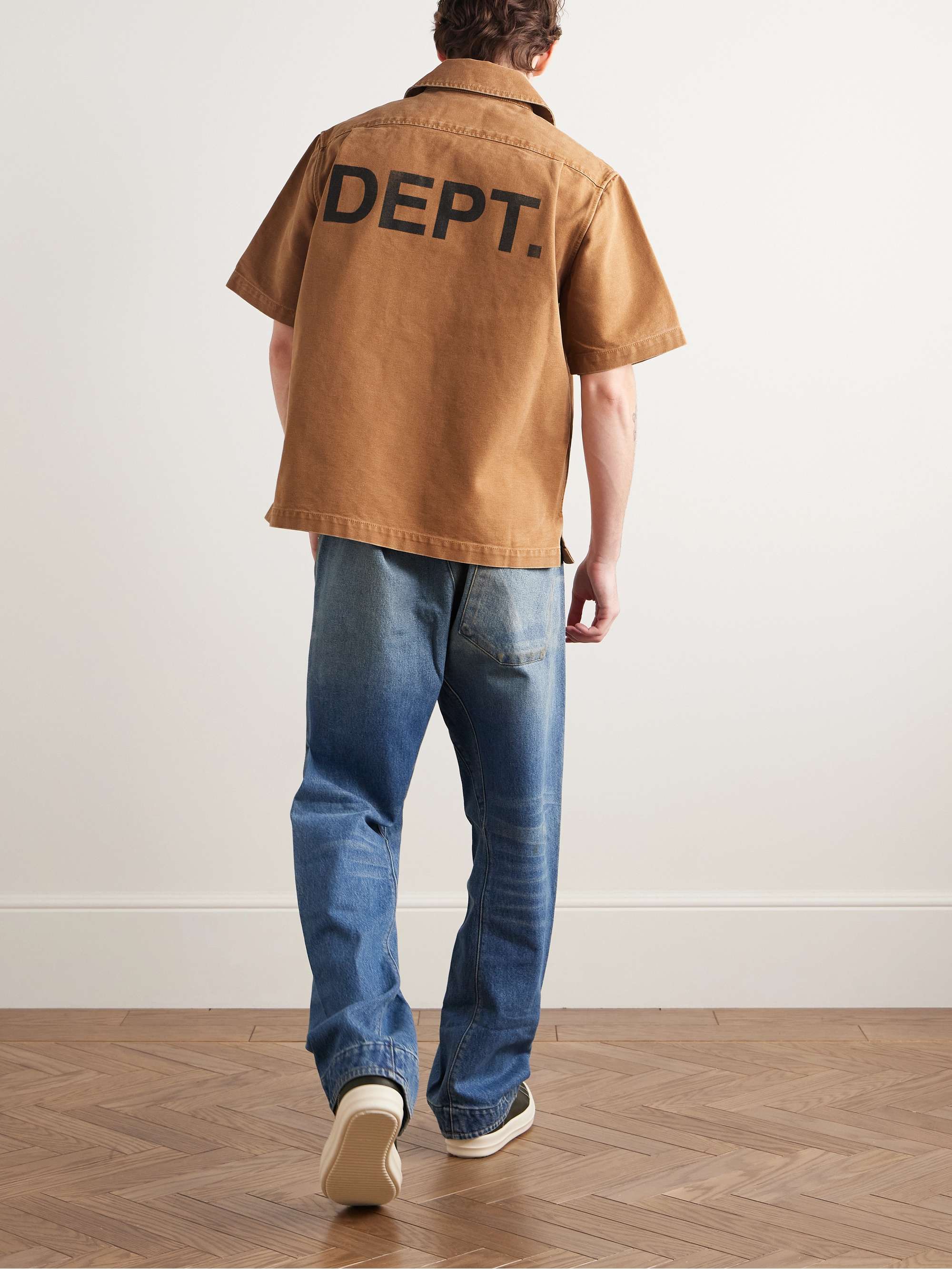 Parker Camp-Collar Logo-Appliquéd Printed Cotton-Canvas Shirt view
