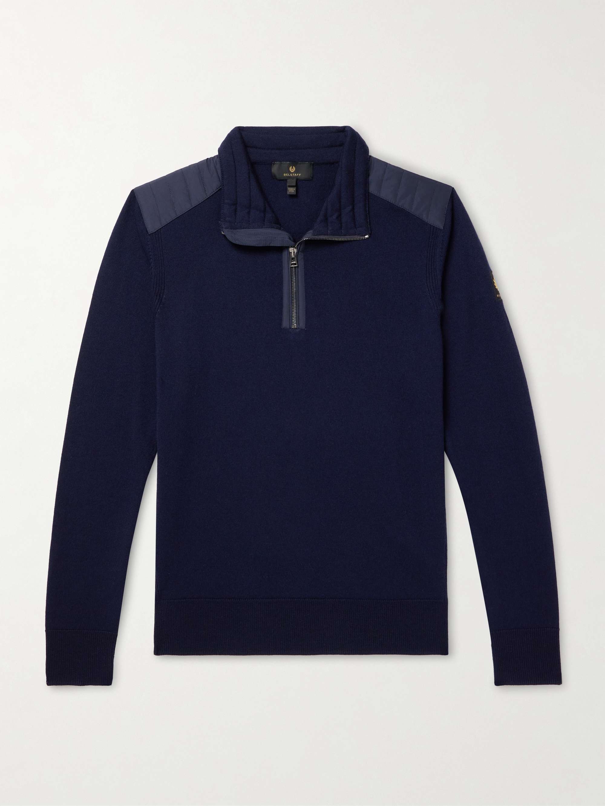 Kilmington Shell-Trimmed Merino Wool Half-Zip Sweater hero visual