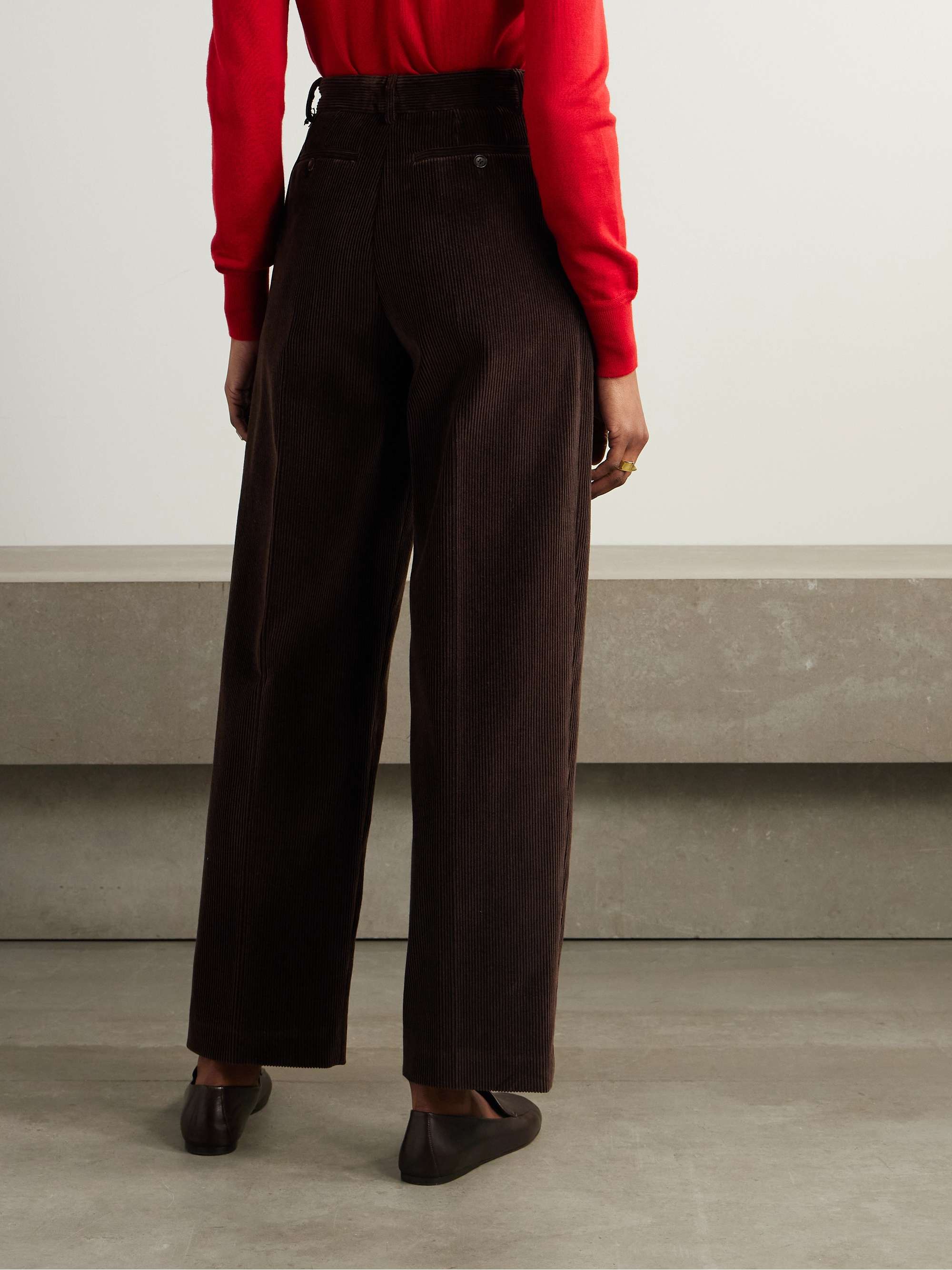 Pleated cotton-corduroy tapered pants view
