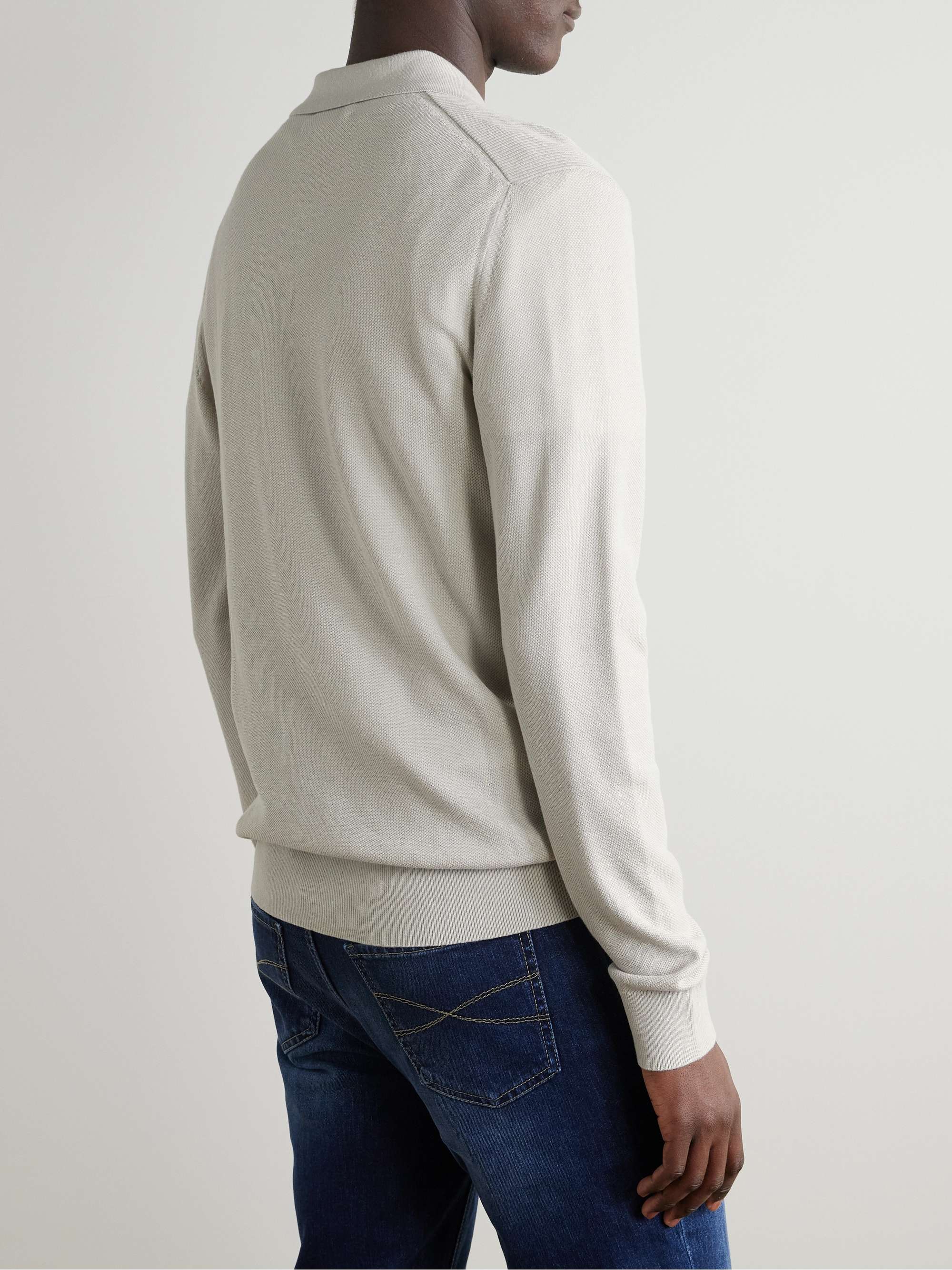 Drift Cotton and Silk-Blend Piqué Half-Zip Polo Shirt view