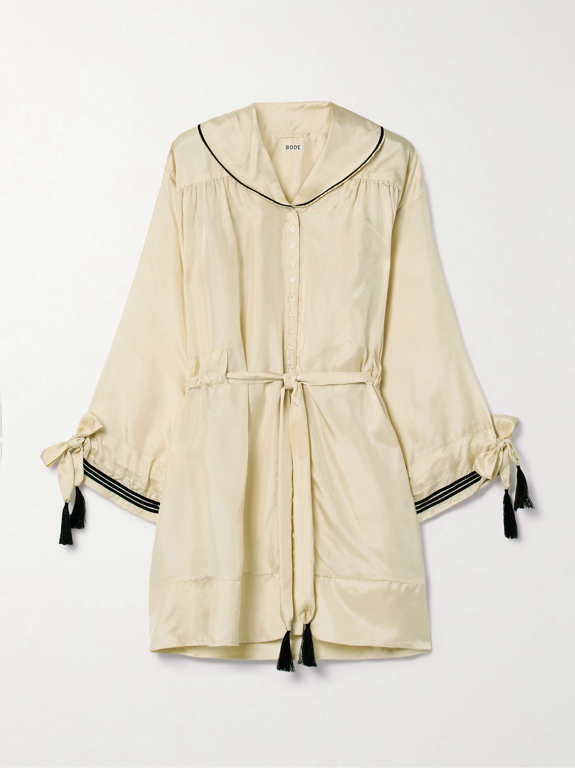 Boater belted silk-satin mini dress hero visual