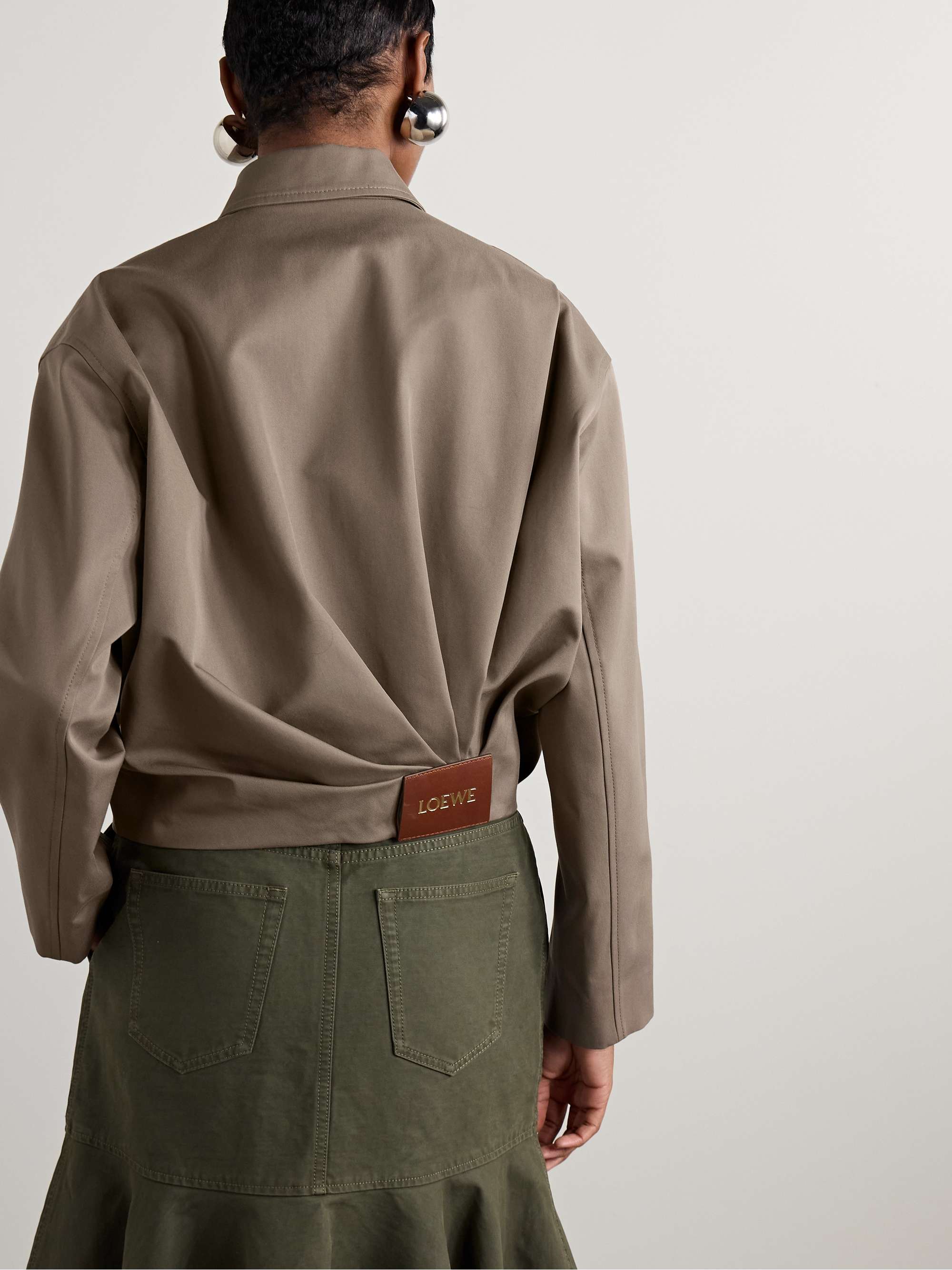 Gathered cotton and silk-blend twill jacket view