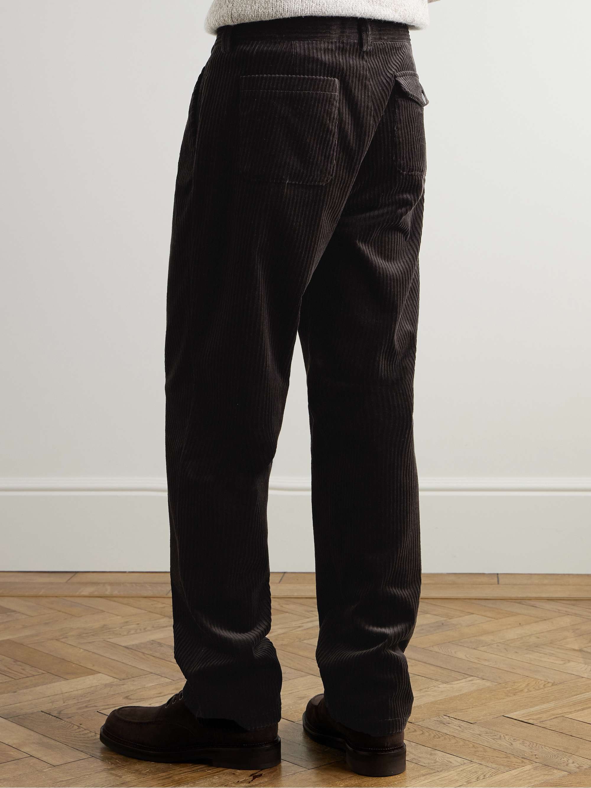Morton Straight-Leg Pleated Cotton-Blend Corduroy Trousers view