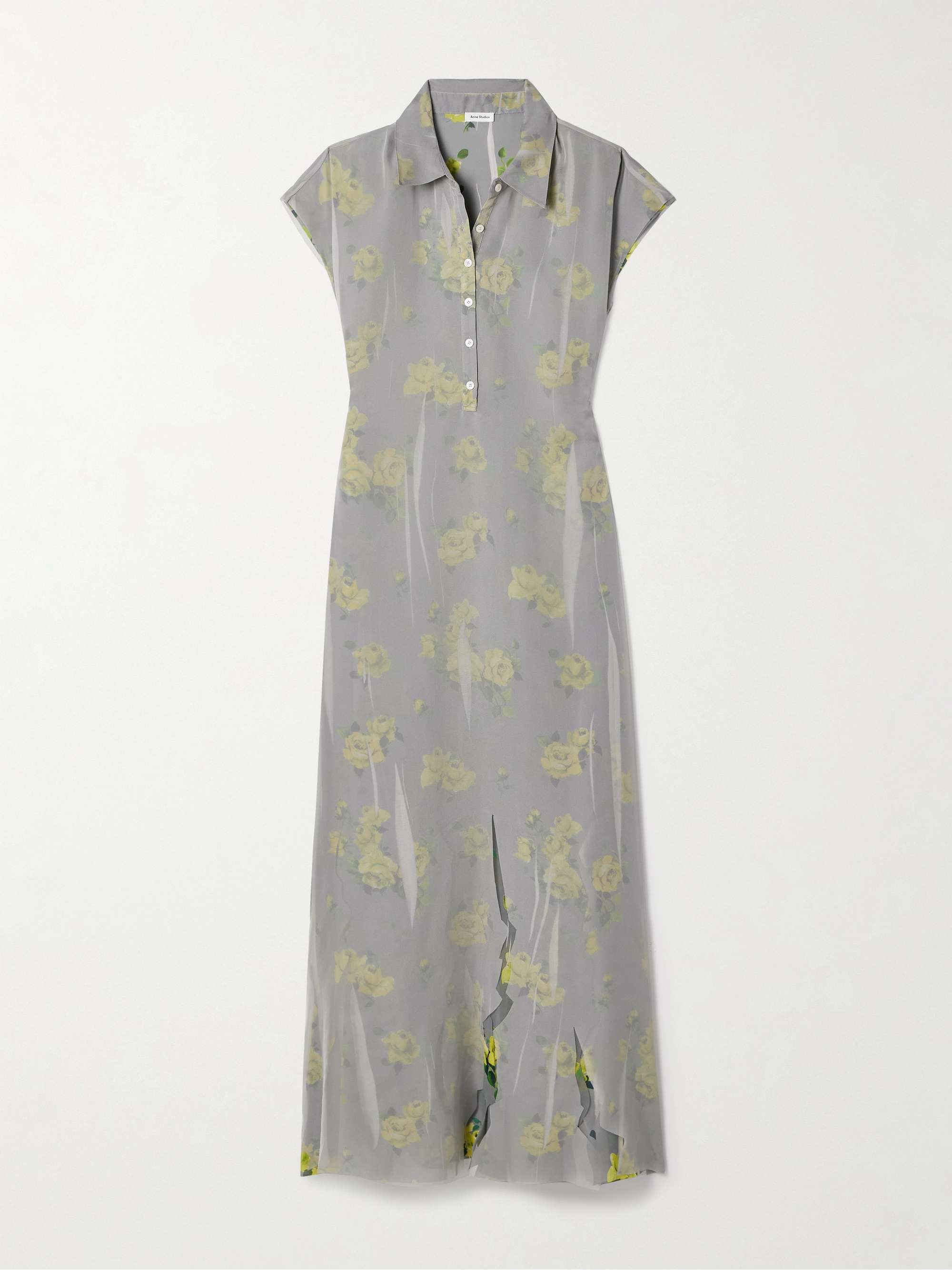 Layered chiffon and floral-print crepe maxi dress hero visual