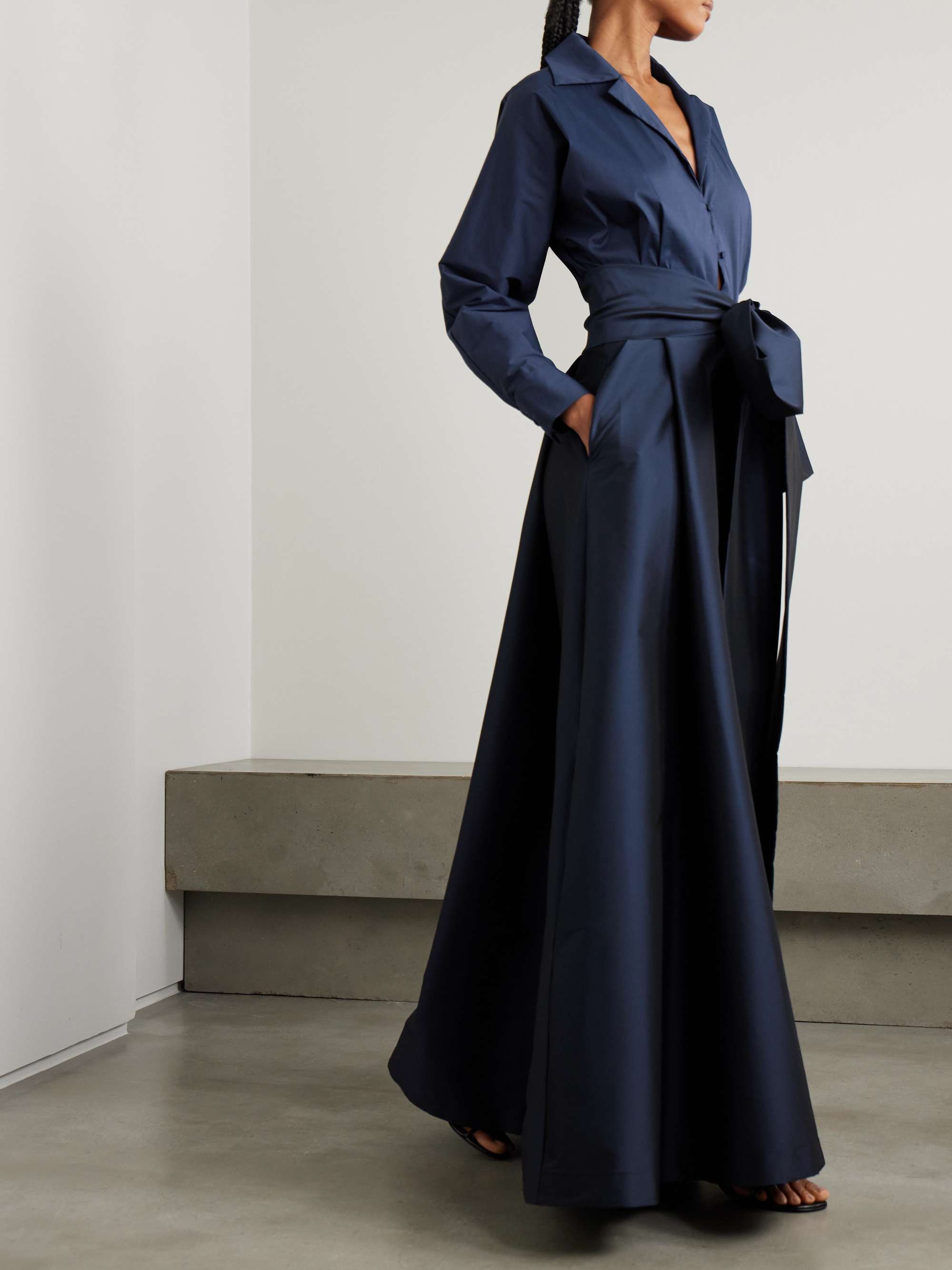 Beatrice belted taffeta maxi shirt dress view