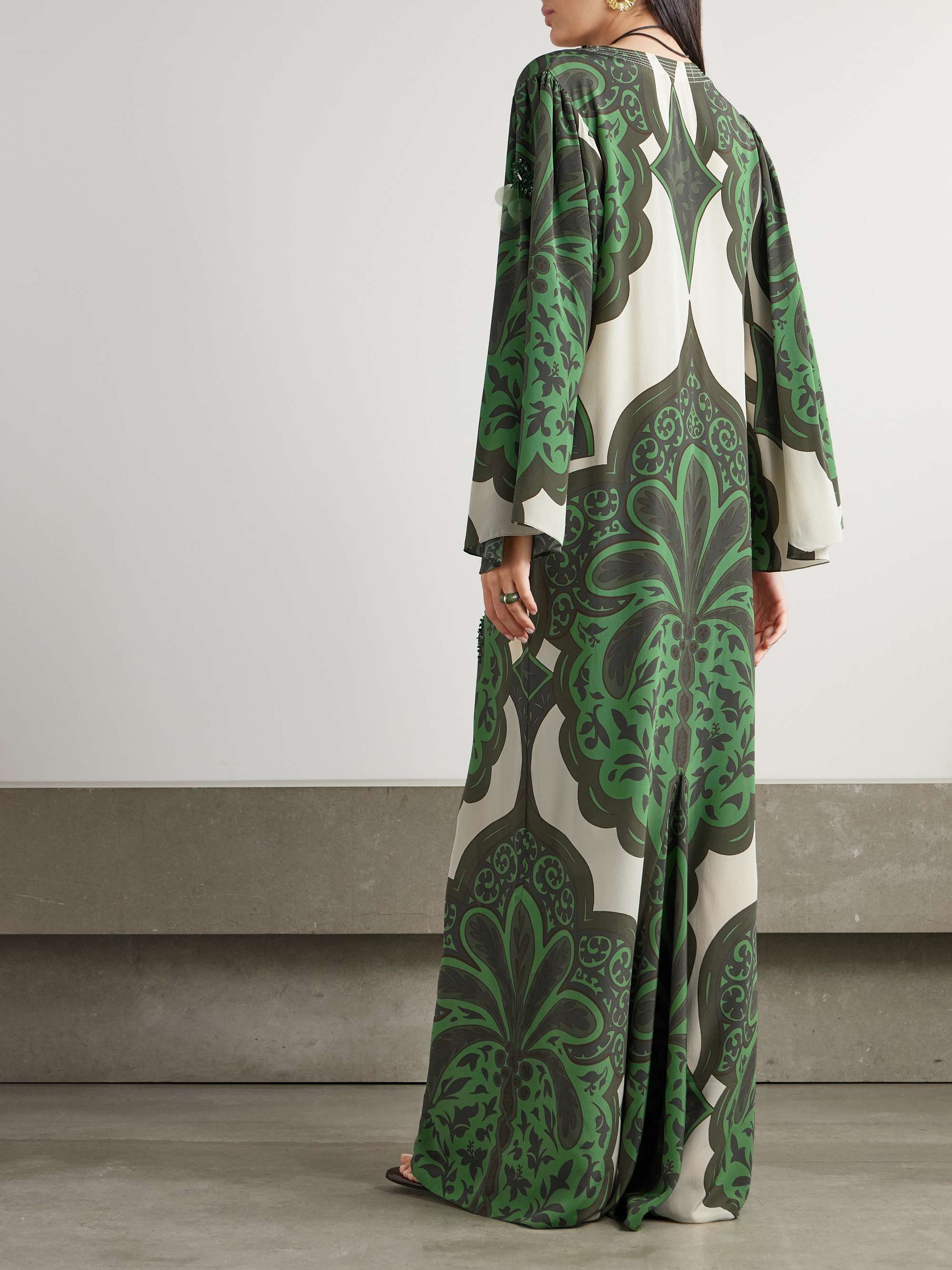 Landscapes embellished printed silk crepe de chine maxi dress view