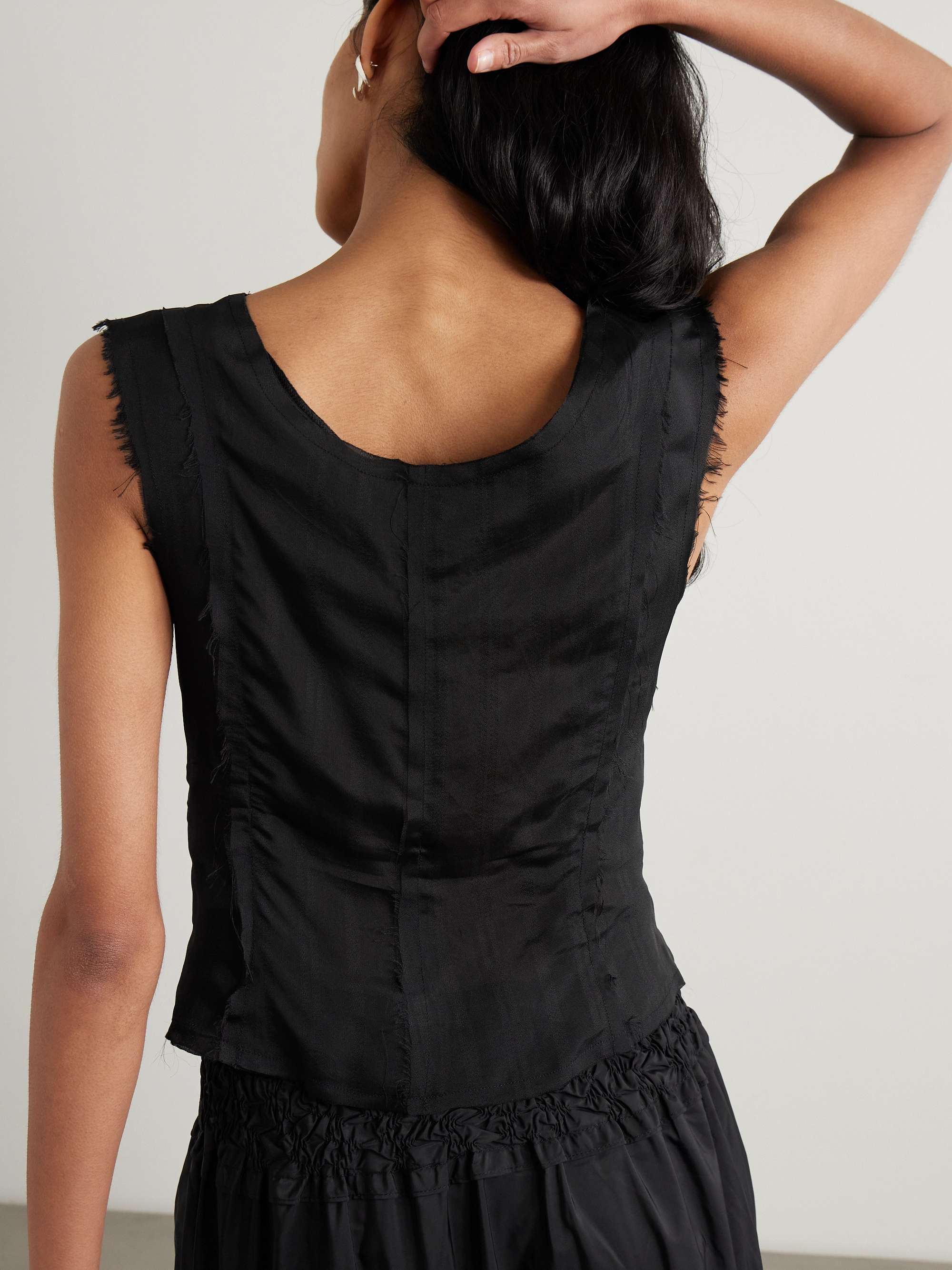 Frail frayed organza tank view