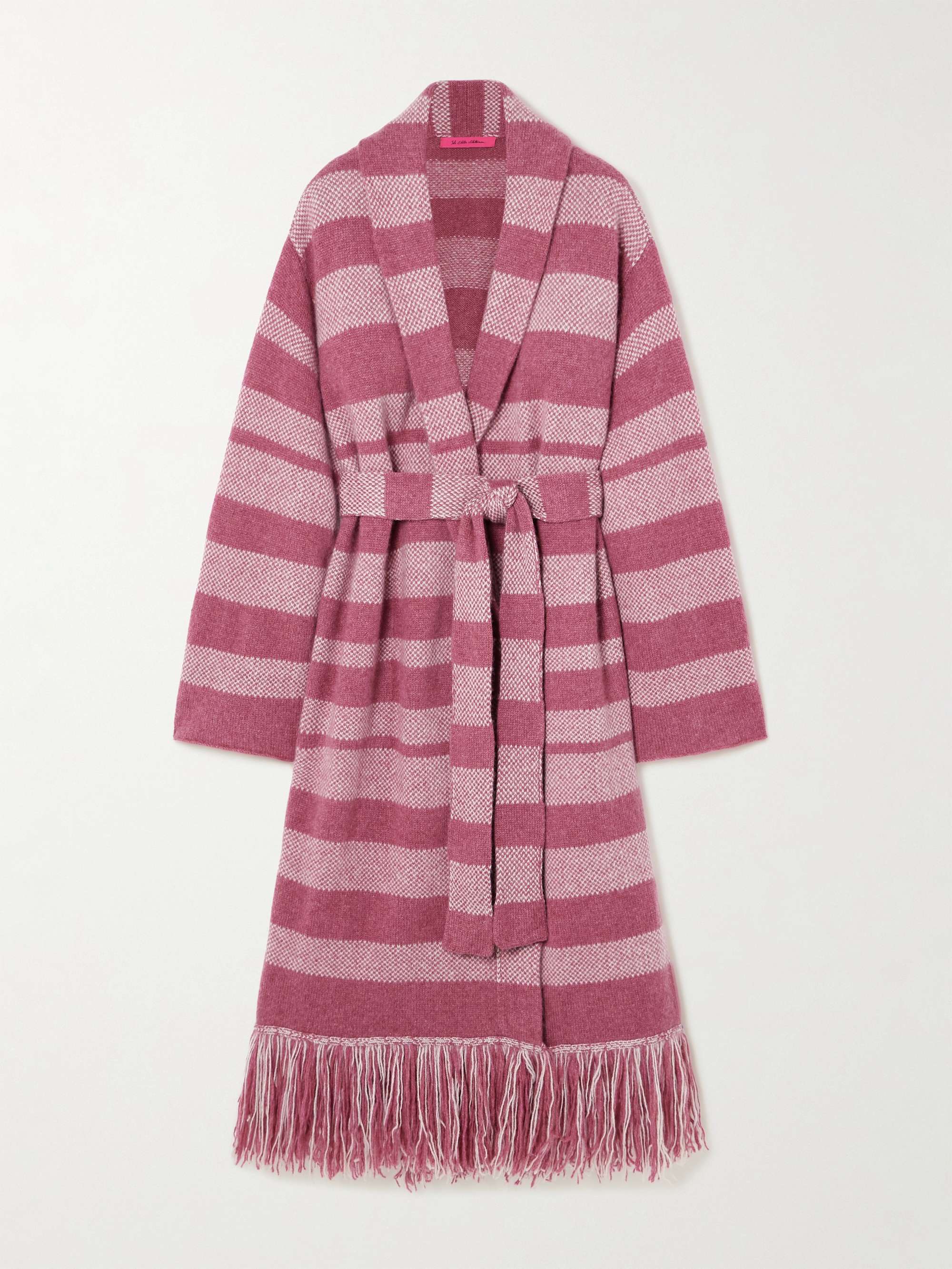 Subway belted fringed striped cashmere cardigan hero visual