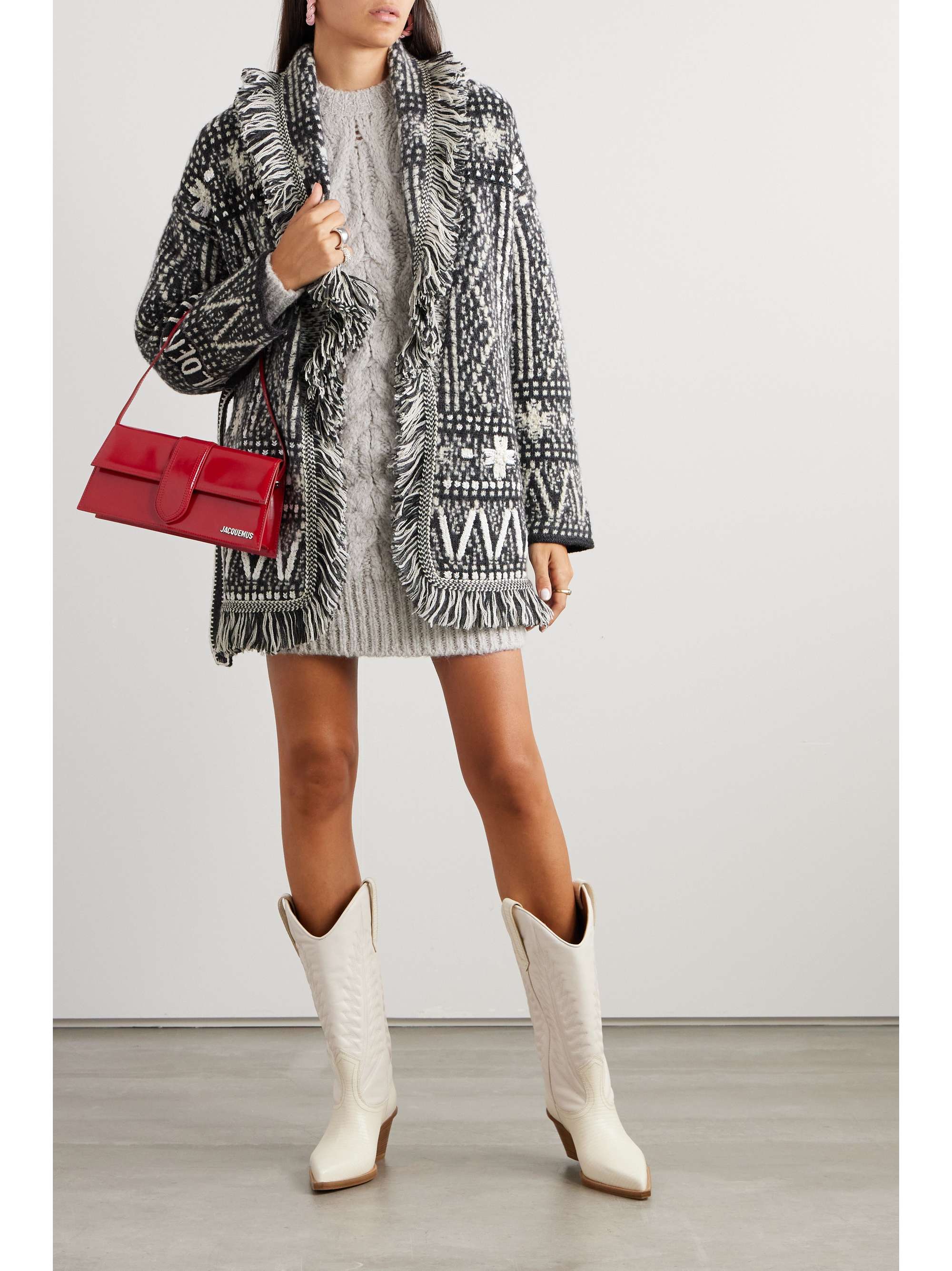 Journey belted fringed Fair Isle alpaca and wool-blend cardigan view