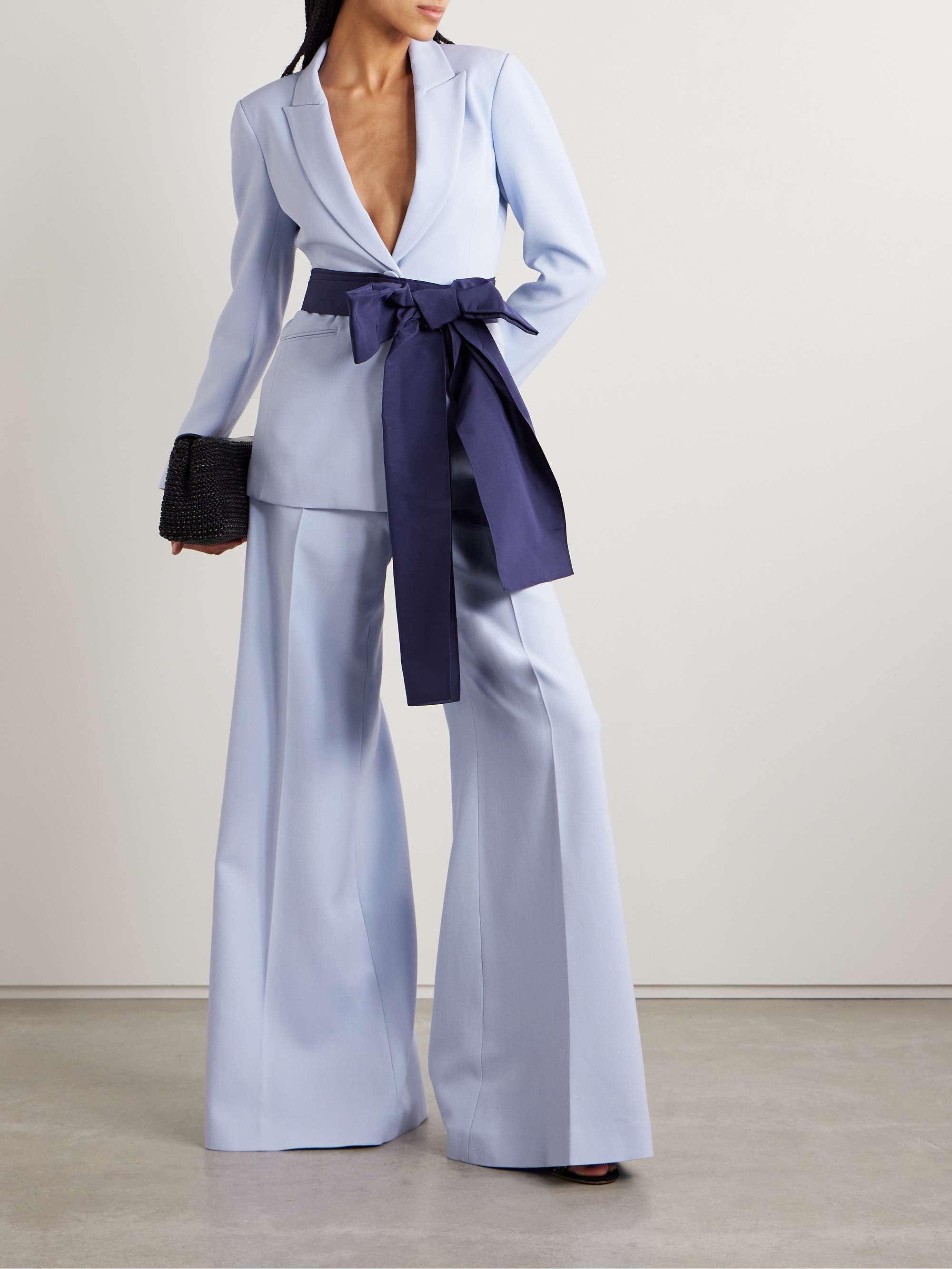 Wool-blend crepe wide-leg pants view