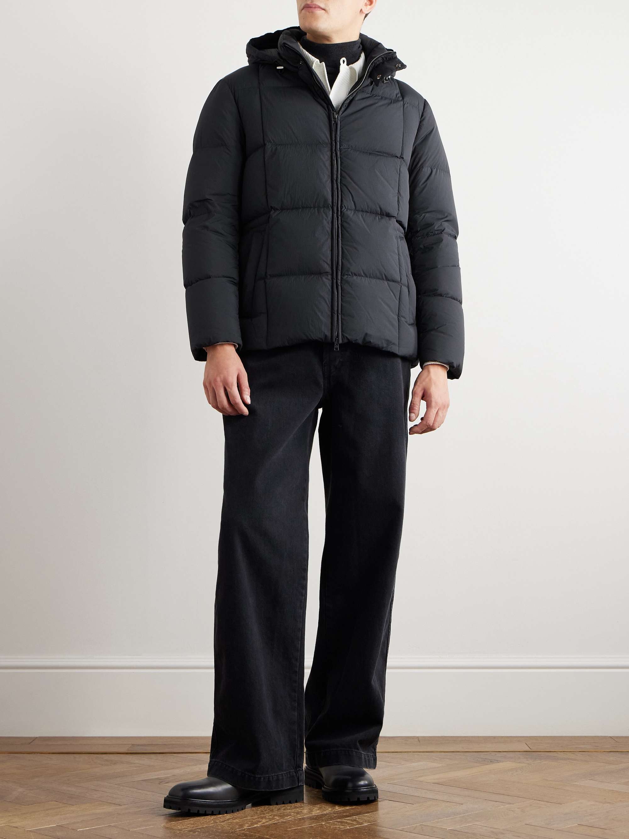Quilted Shell Hooded Down Jacket view