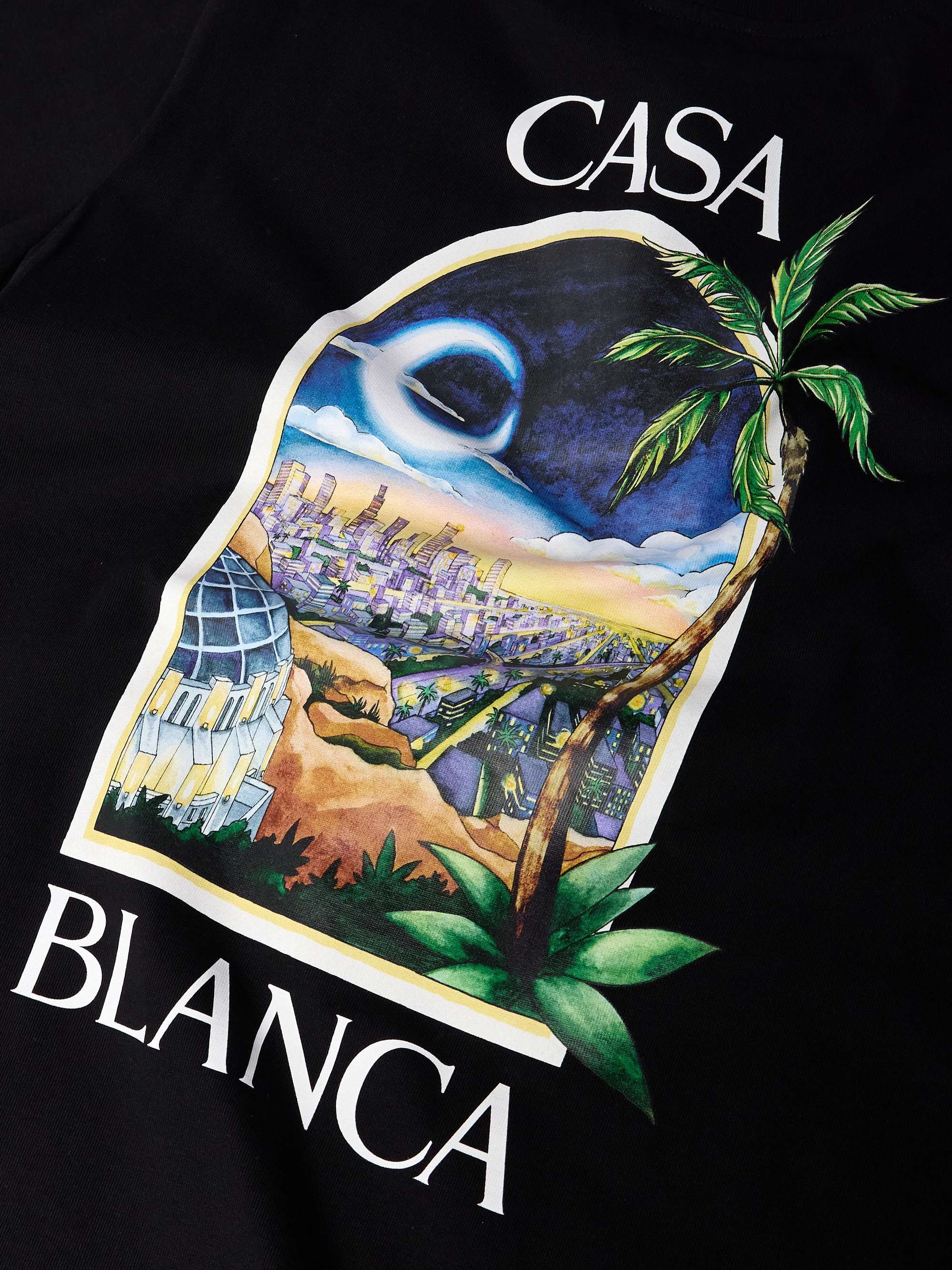 LA Night Oversized Logo-Print Organic Cotton-Jersey T-Shirt view