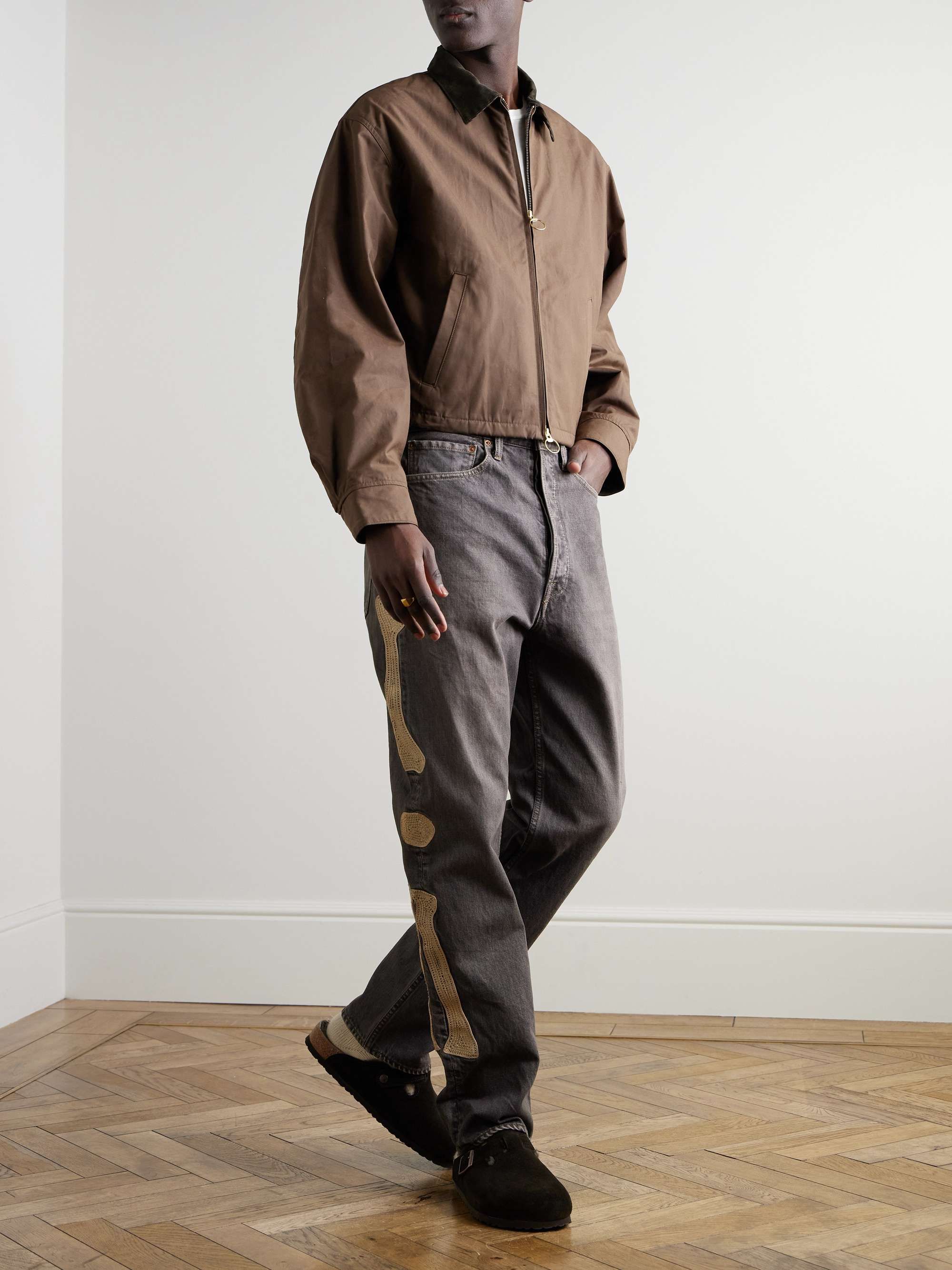 Slim-Fit Crochet-Trimmed Jeans view
