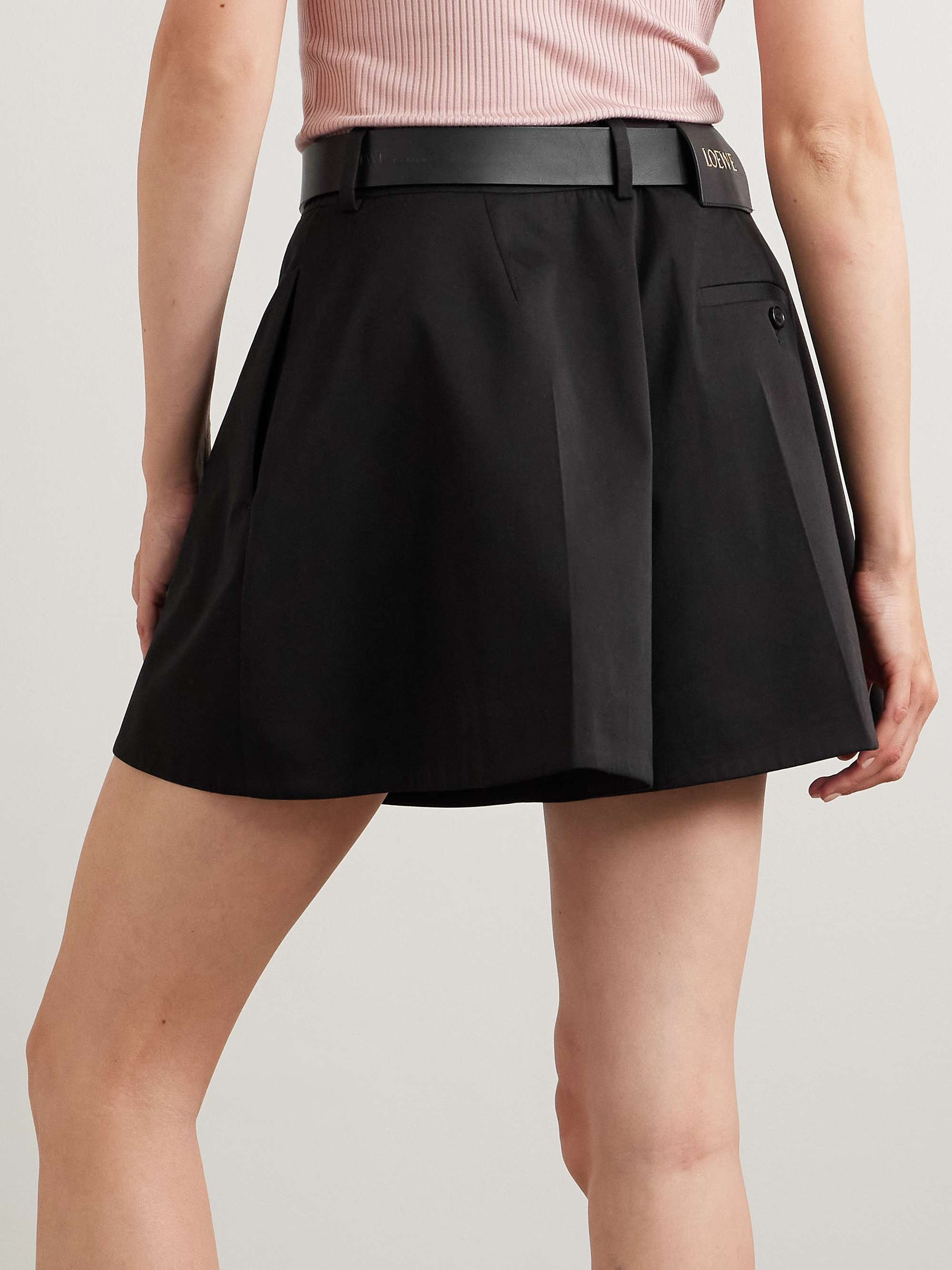 Pleated cotton and silk-blend sateen shorts view