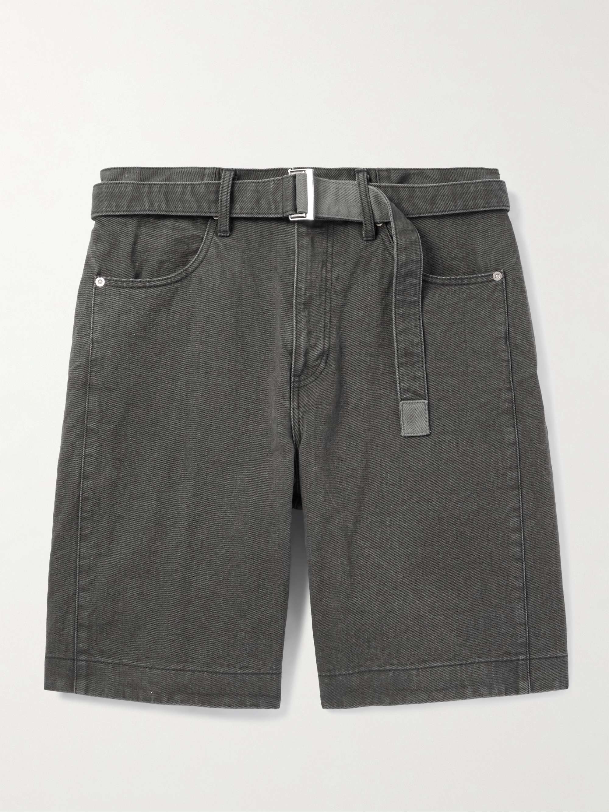 Wide-Leg Belted Denim Bermuda Shorts hero visual