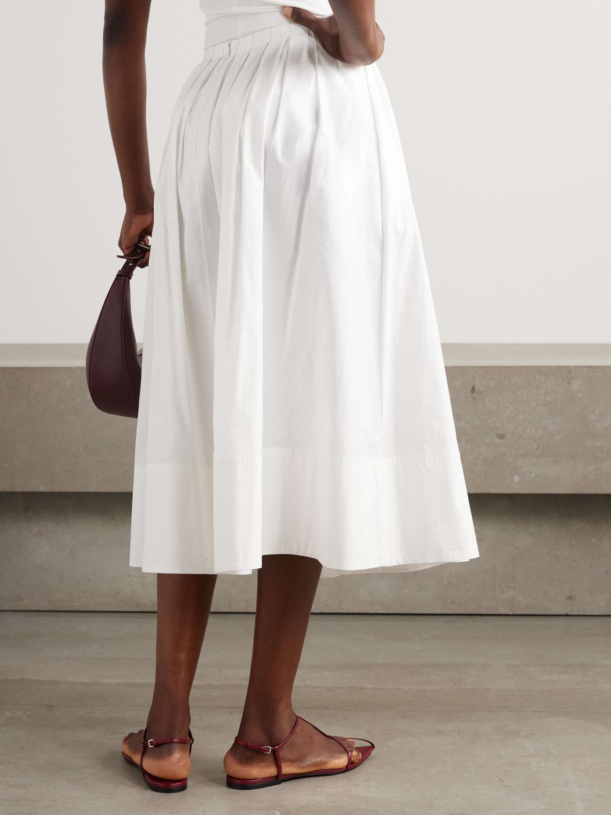 Austin pleated cotton-poplin midi skirt view