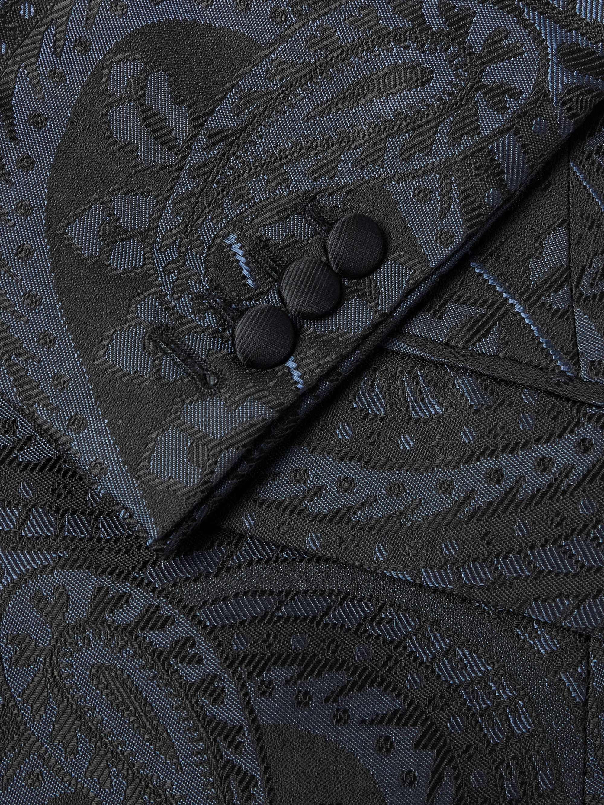 Twill-Trimmed Paisley-Jacquard Cotton and Silk-Blend Tuxedo Jacket view