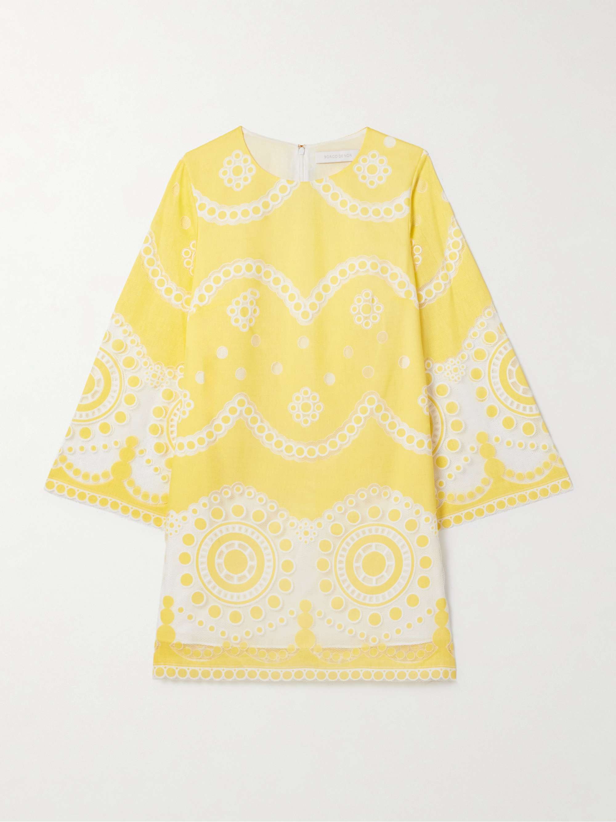 Stevie cotton-blend poplin and guipure lace mini dress hero visual