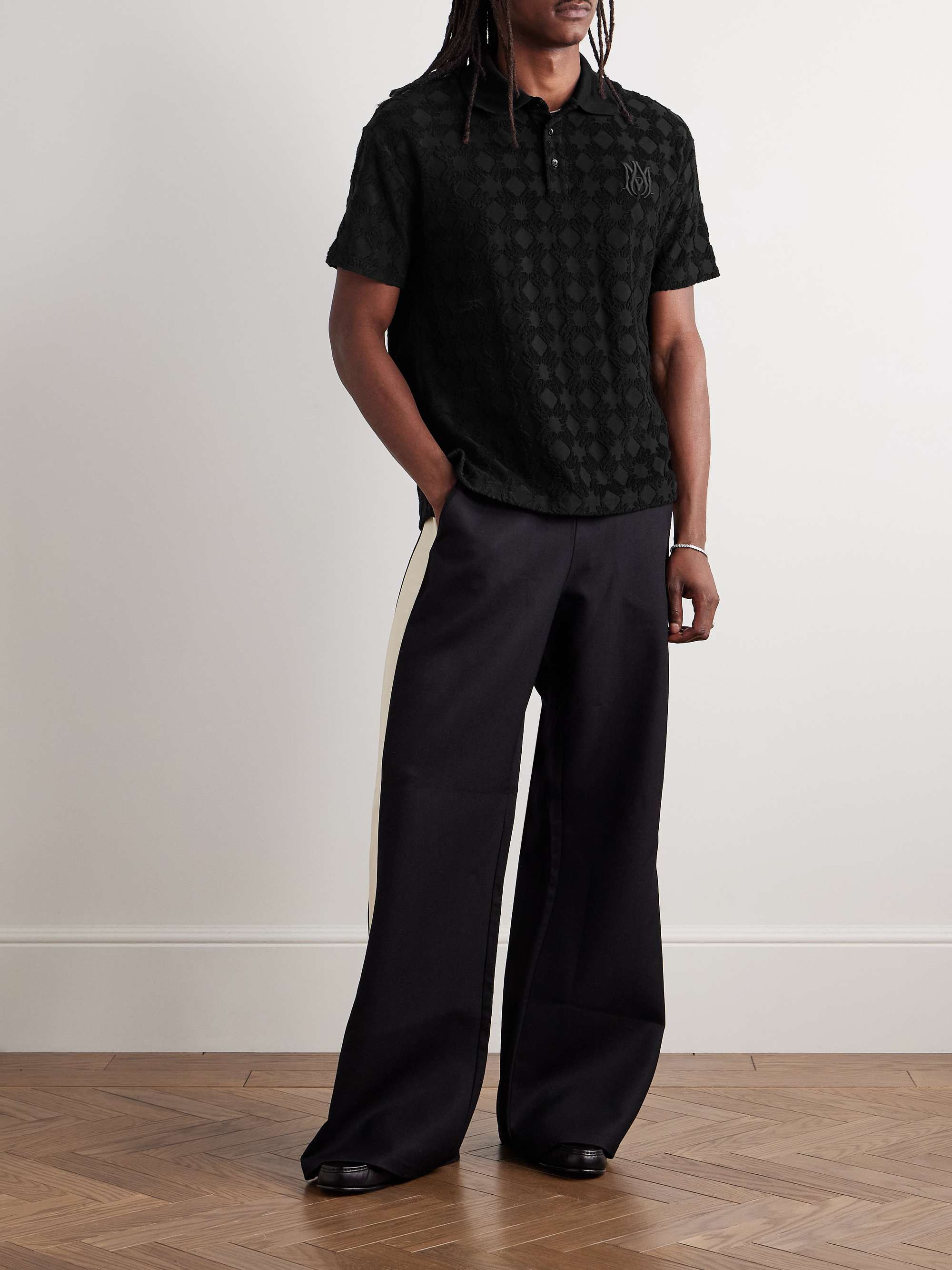 Logo-Embroidered Cotton-Blend Terry Jacquard Polo Shirt view