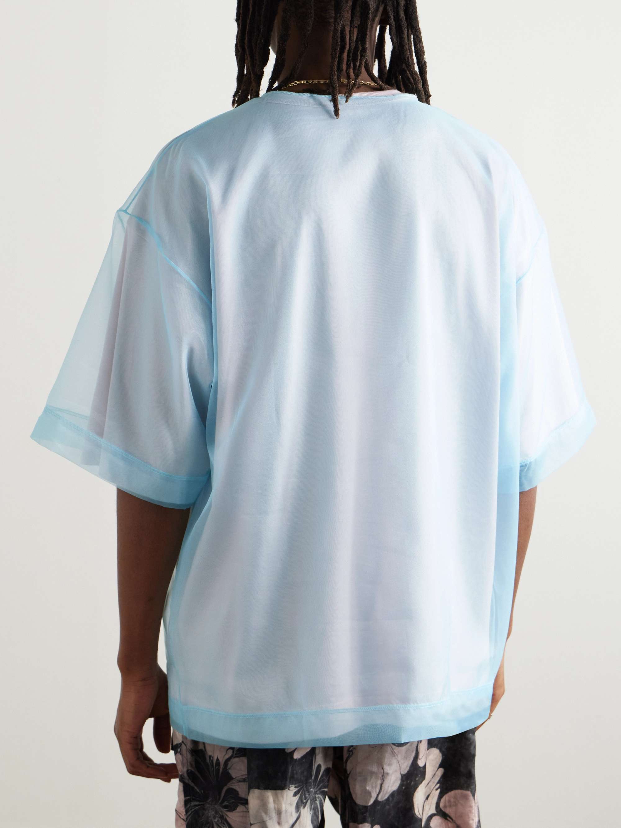 Oversized Layered Organza and Cotton-Blend Jersey T-Shirt view