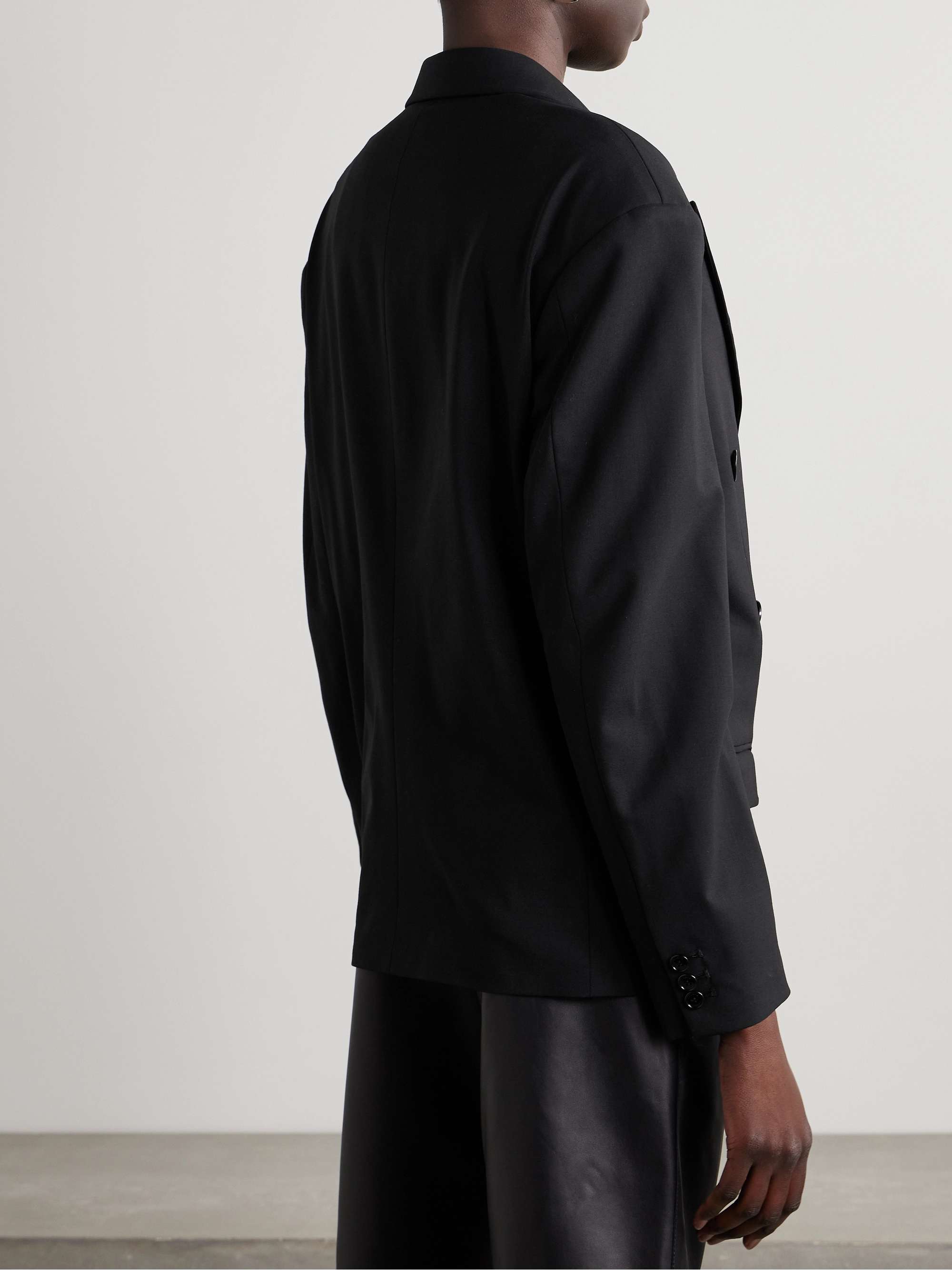 Klero double-breasted grain de poudre wool-blend blazer view