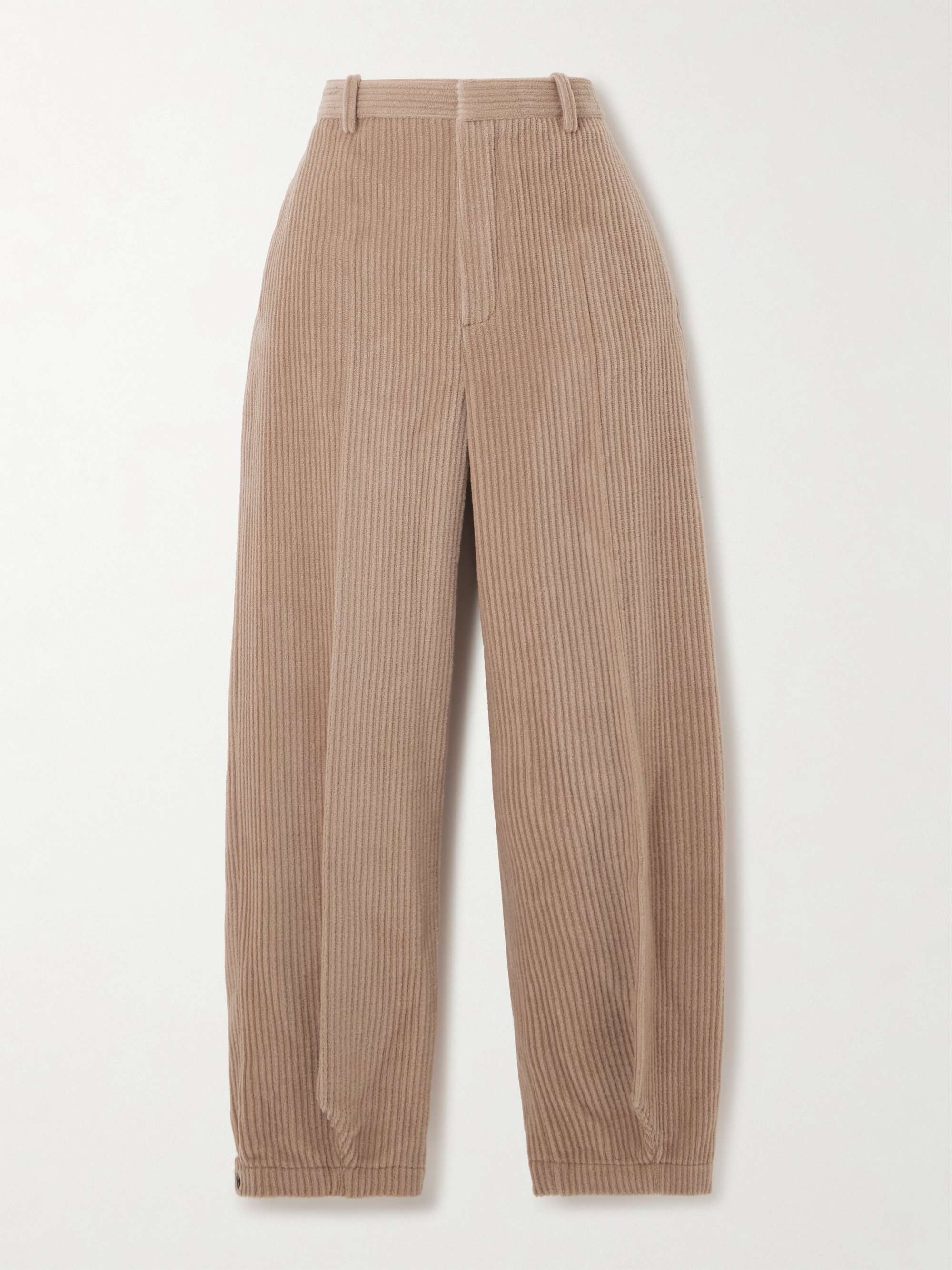 Cropped cotton and cashmere-blend corduroy tapered pants hero visual