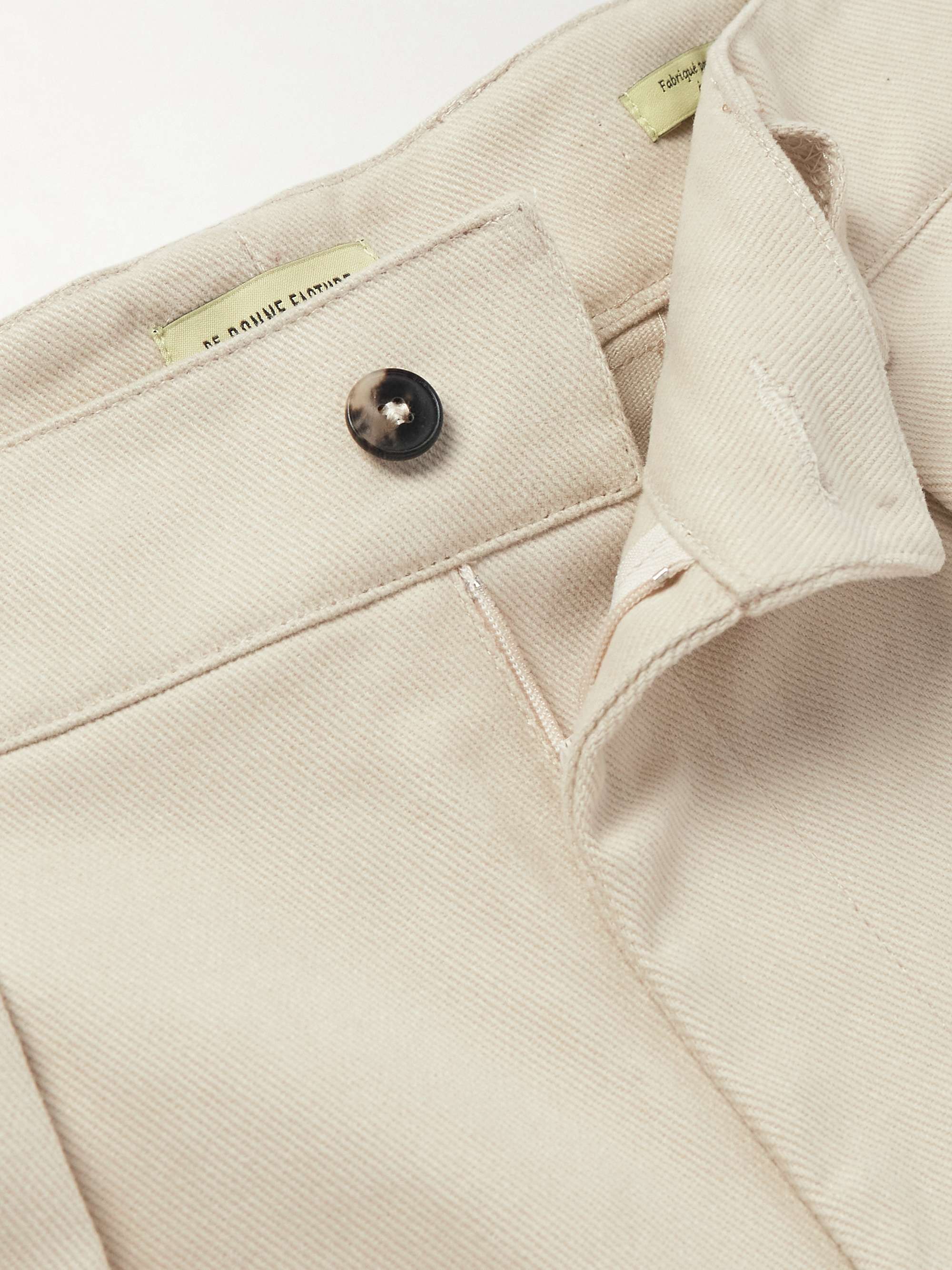 Straight-Leg Pleated Cotton-Drill Shorts view