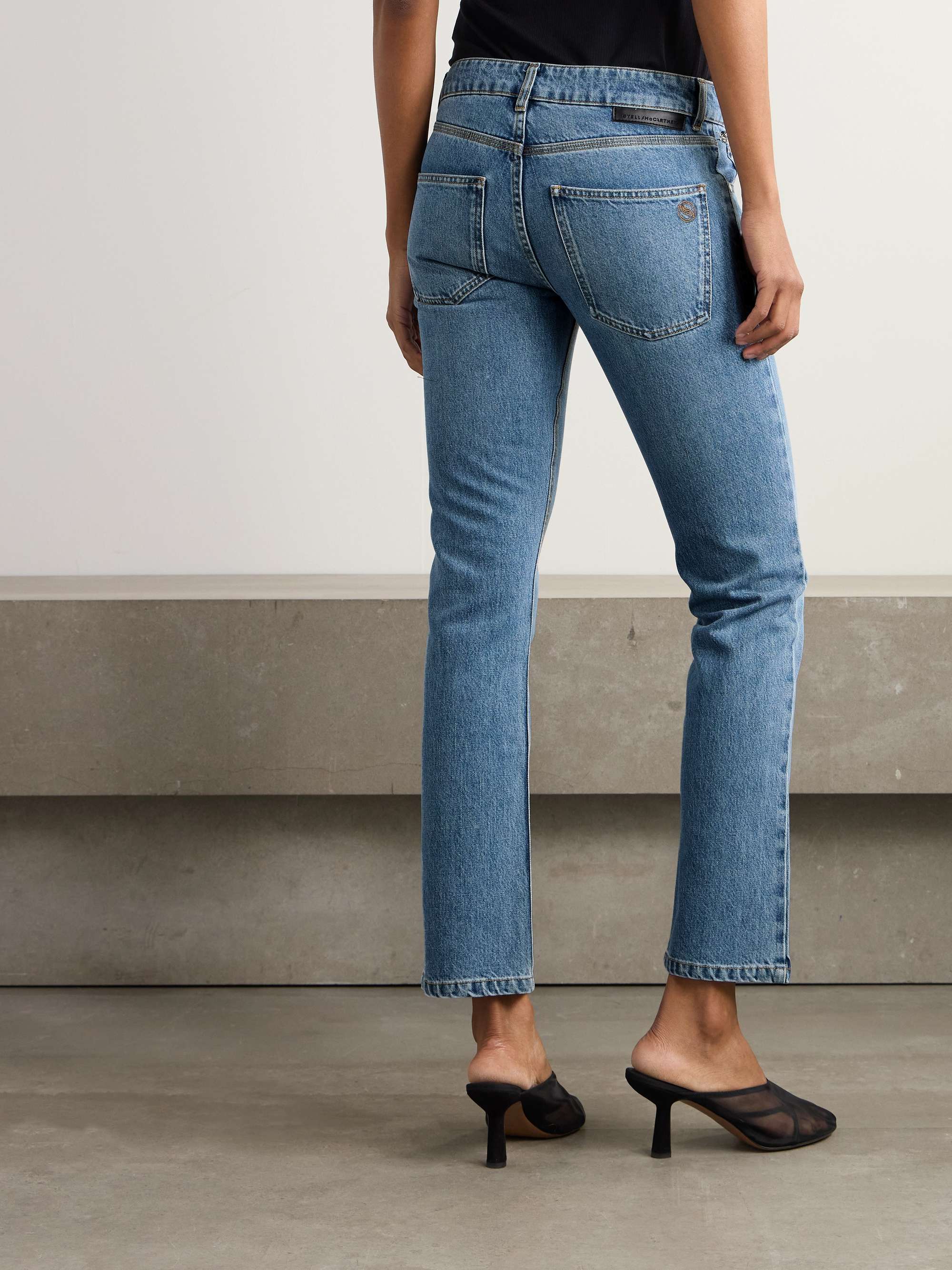 + NET SUSTAIN Falabella chain-embellished mid-rise straight-leg jeans view