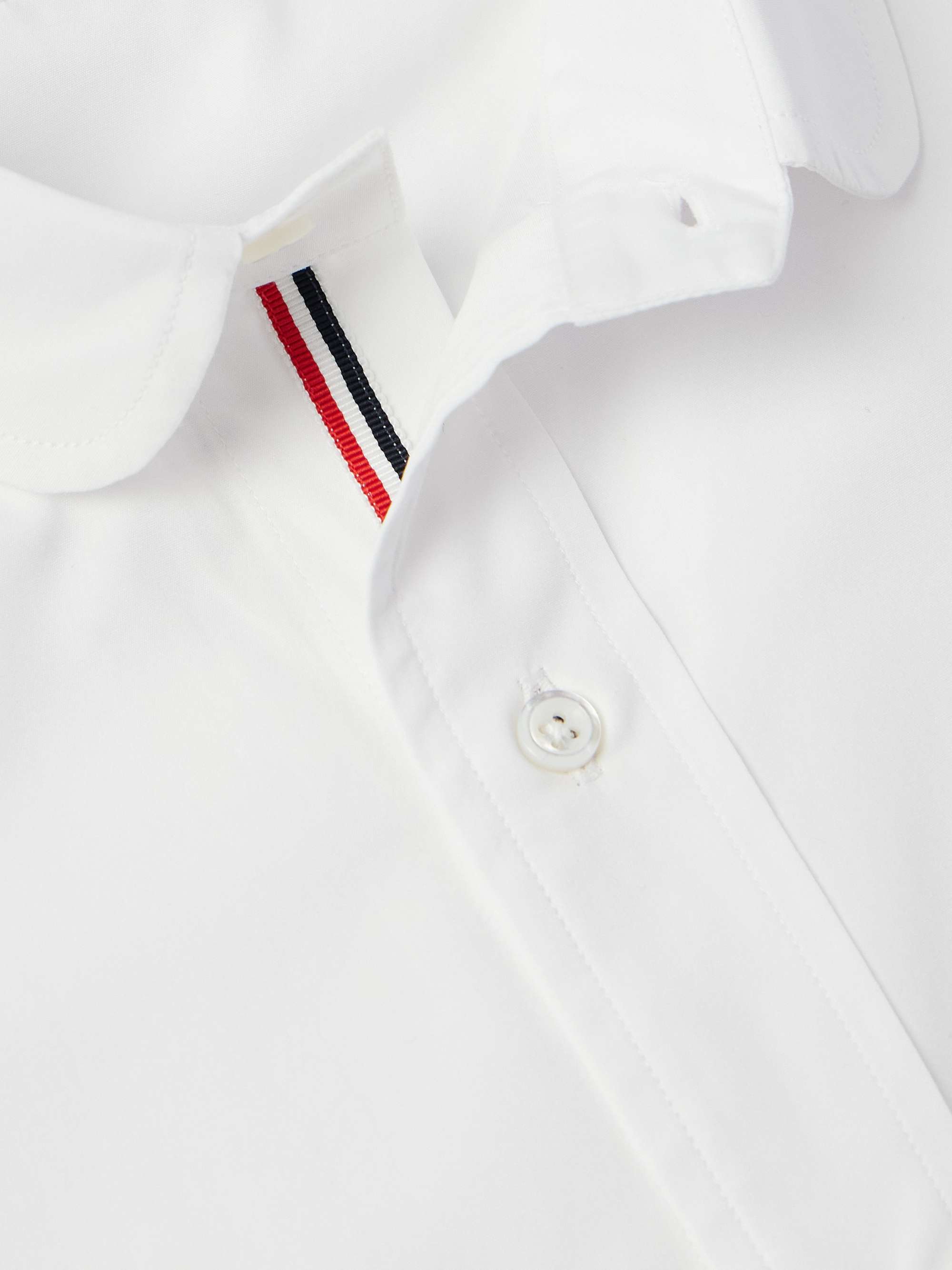 Penny-Collar Logo-Appliquéd Cotton-Poplin Shirt view