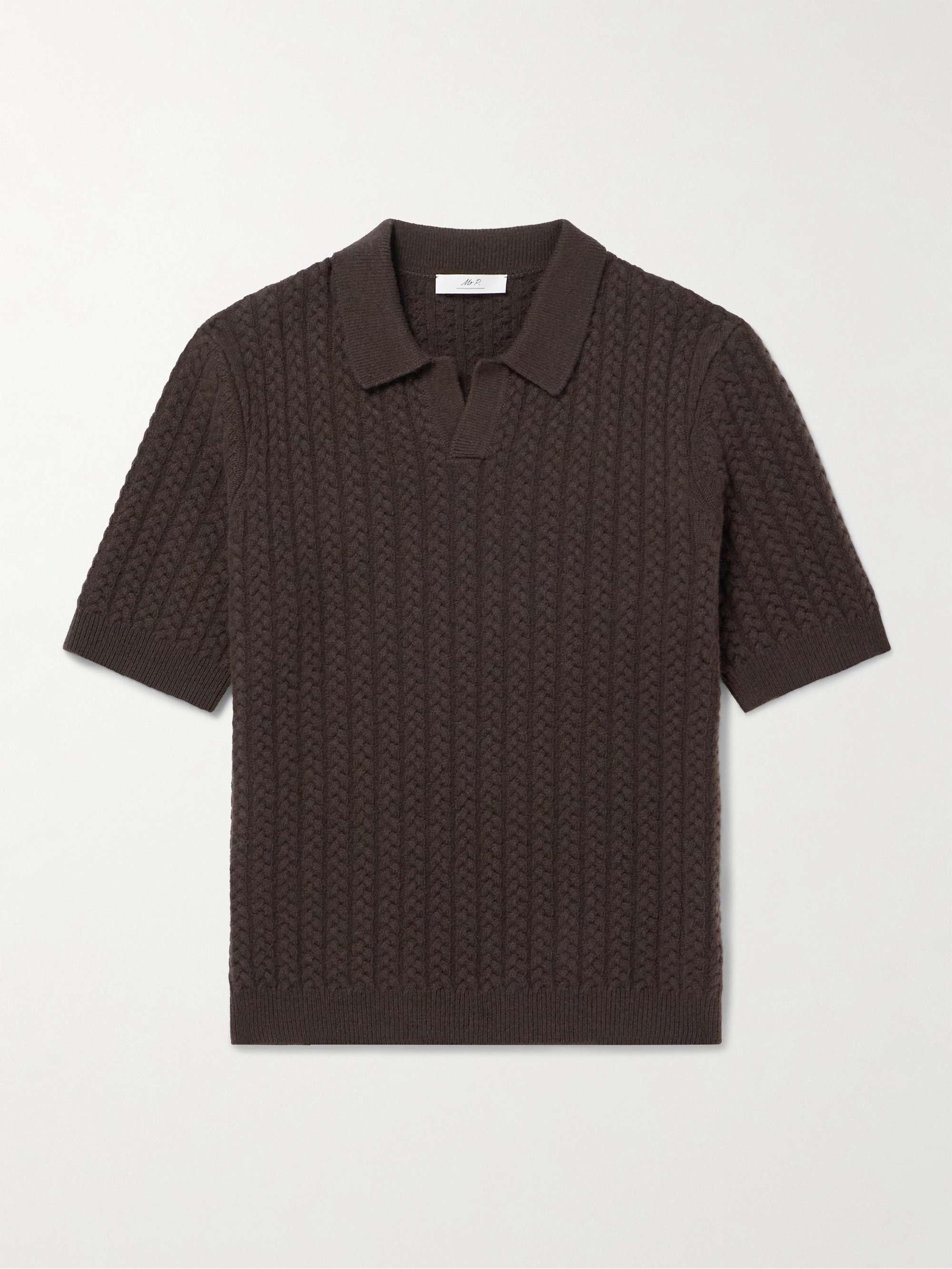 Cable-Knit Wool Polo Shirt hero visual