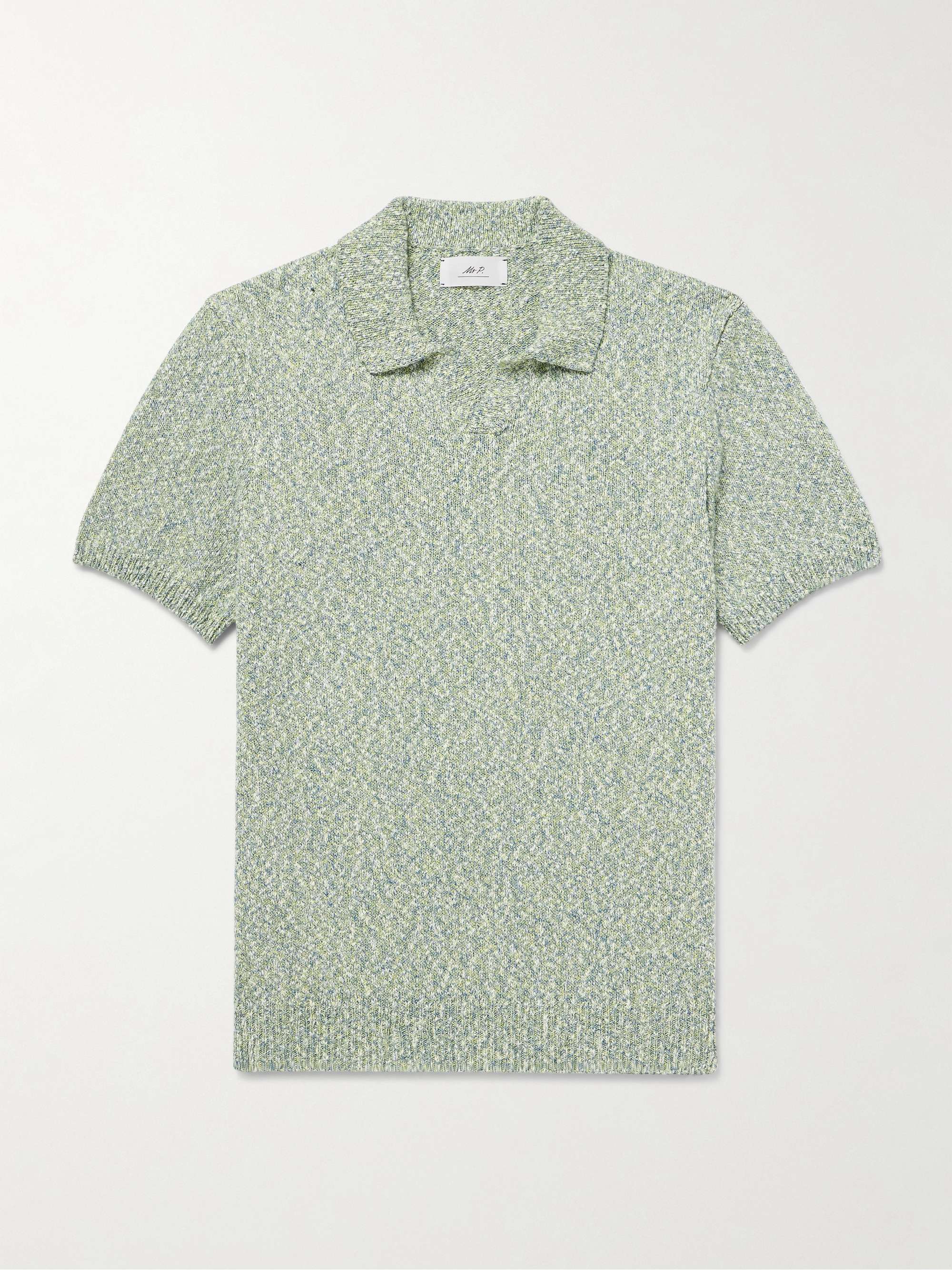 Open-Collar Mélange Organic Cotton Polo Shirt hero visual