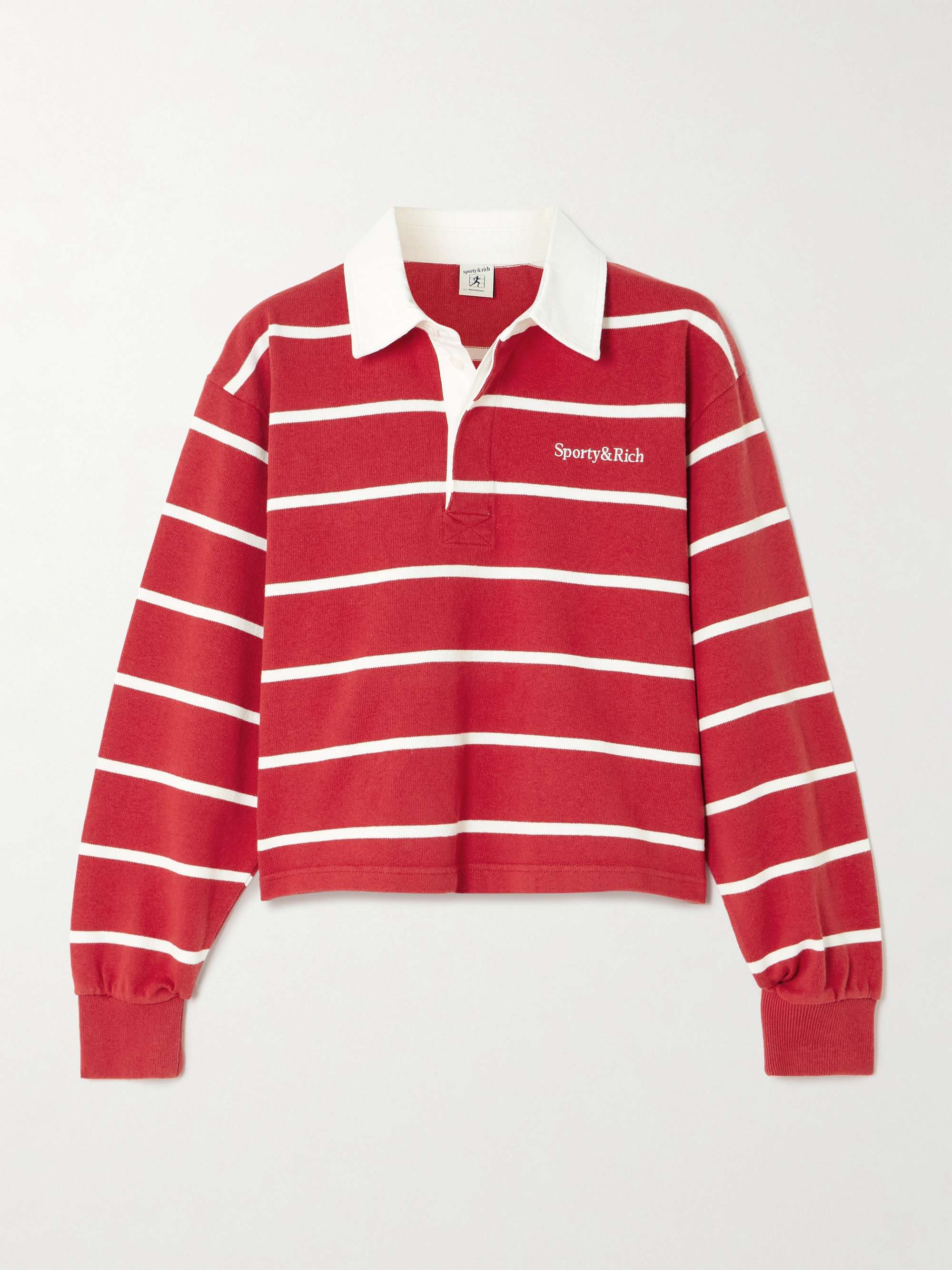 Serif Rugby logo-embroidered striped cotton-jersey polo shirt hero visual