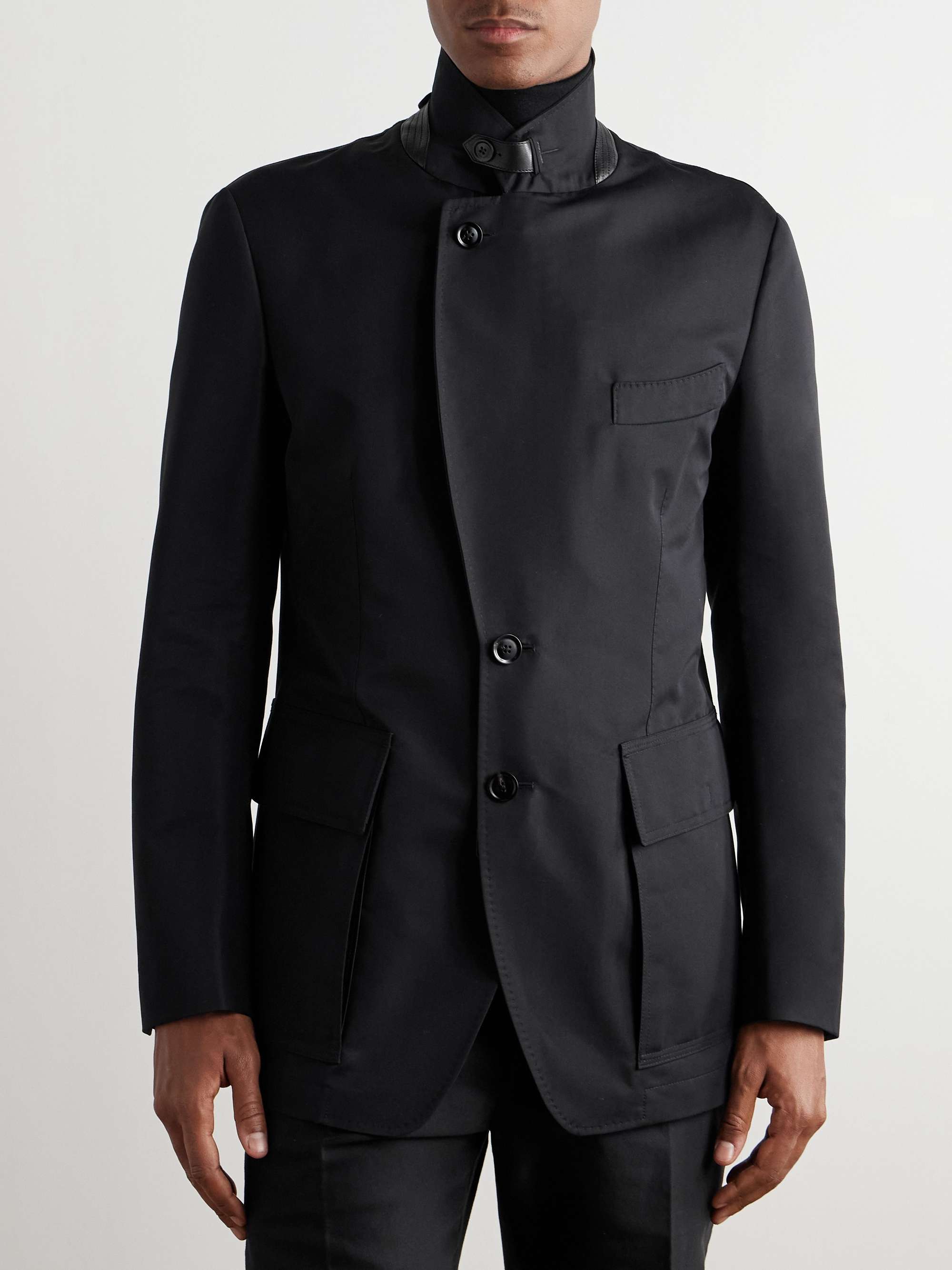 Cotton-Blend Twill Zip-Up Blazer view