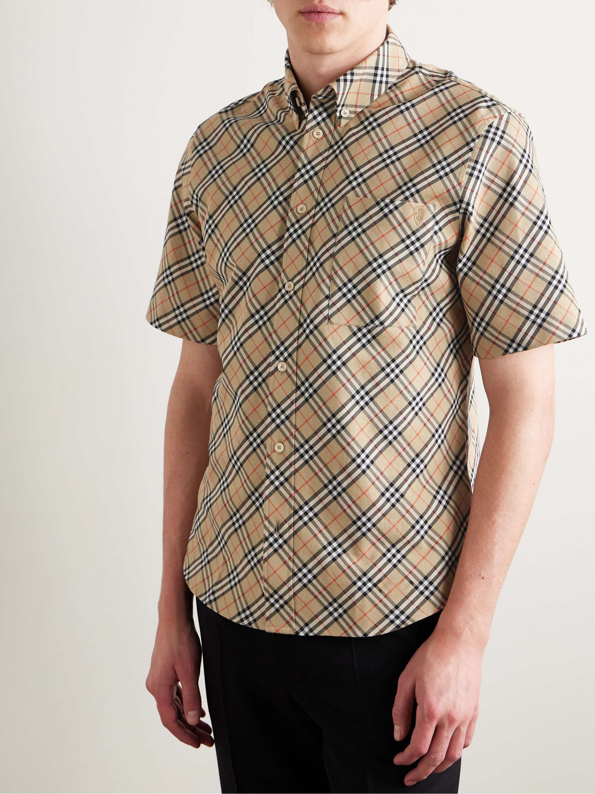 Slim-Fit Button-Down Collar Checked Cotton Oxford Shirt view