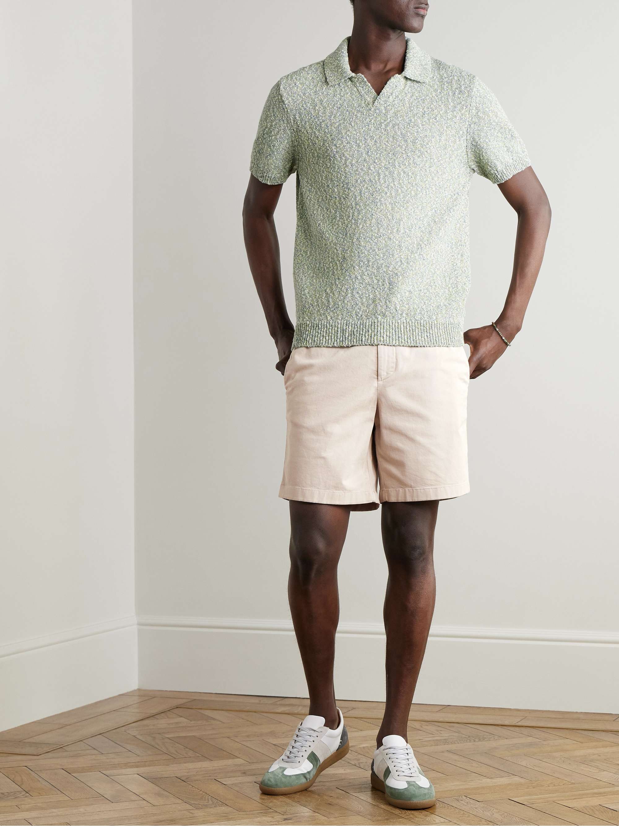 Straight-Leg Garment-Dyed Organic Cotton-Blend Twill Shorts view