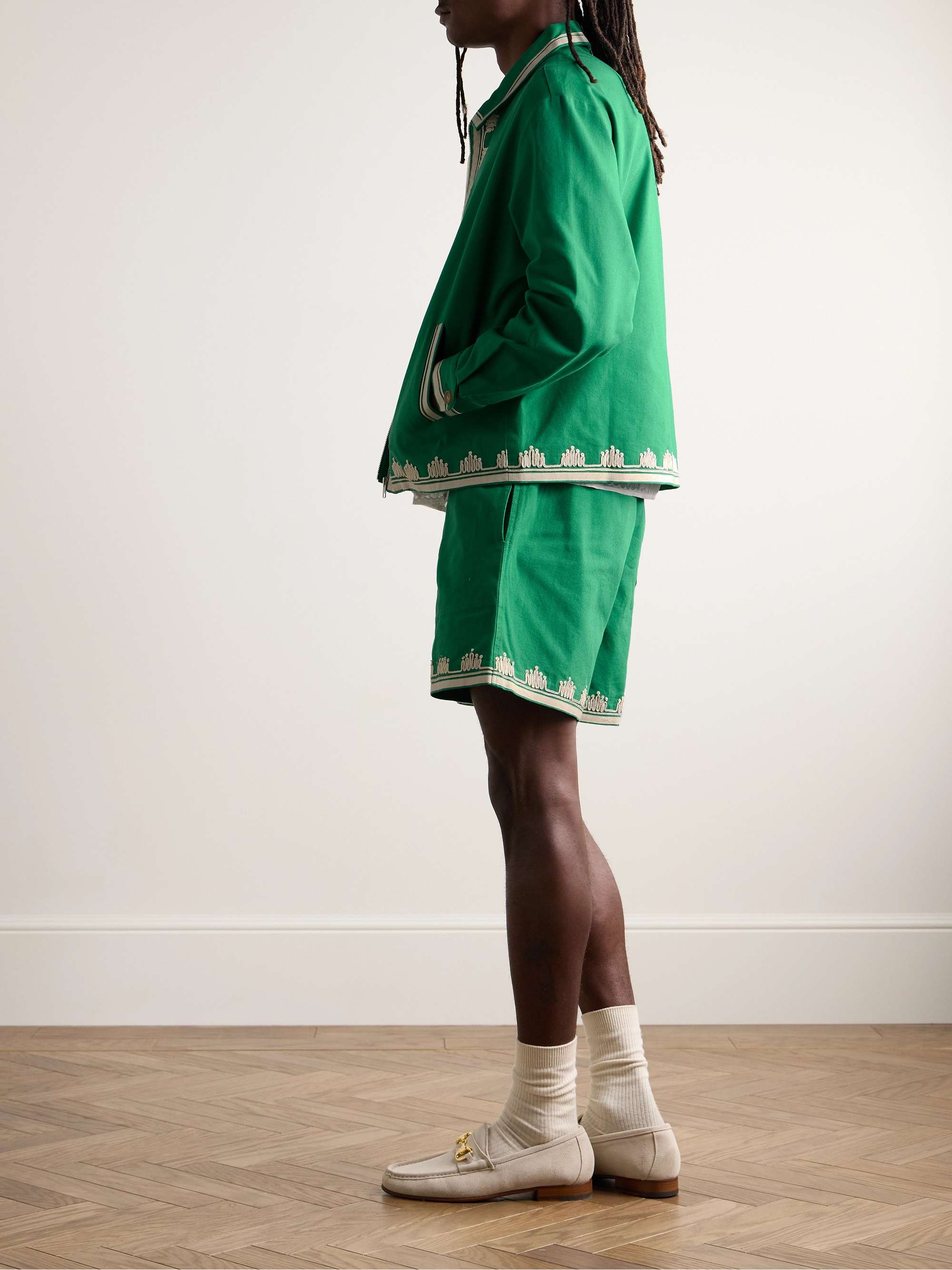 Ripple Straight-Leg Embellished Grosgrain-Trimmed Cotton-Canvas Shorts view