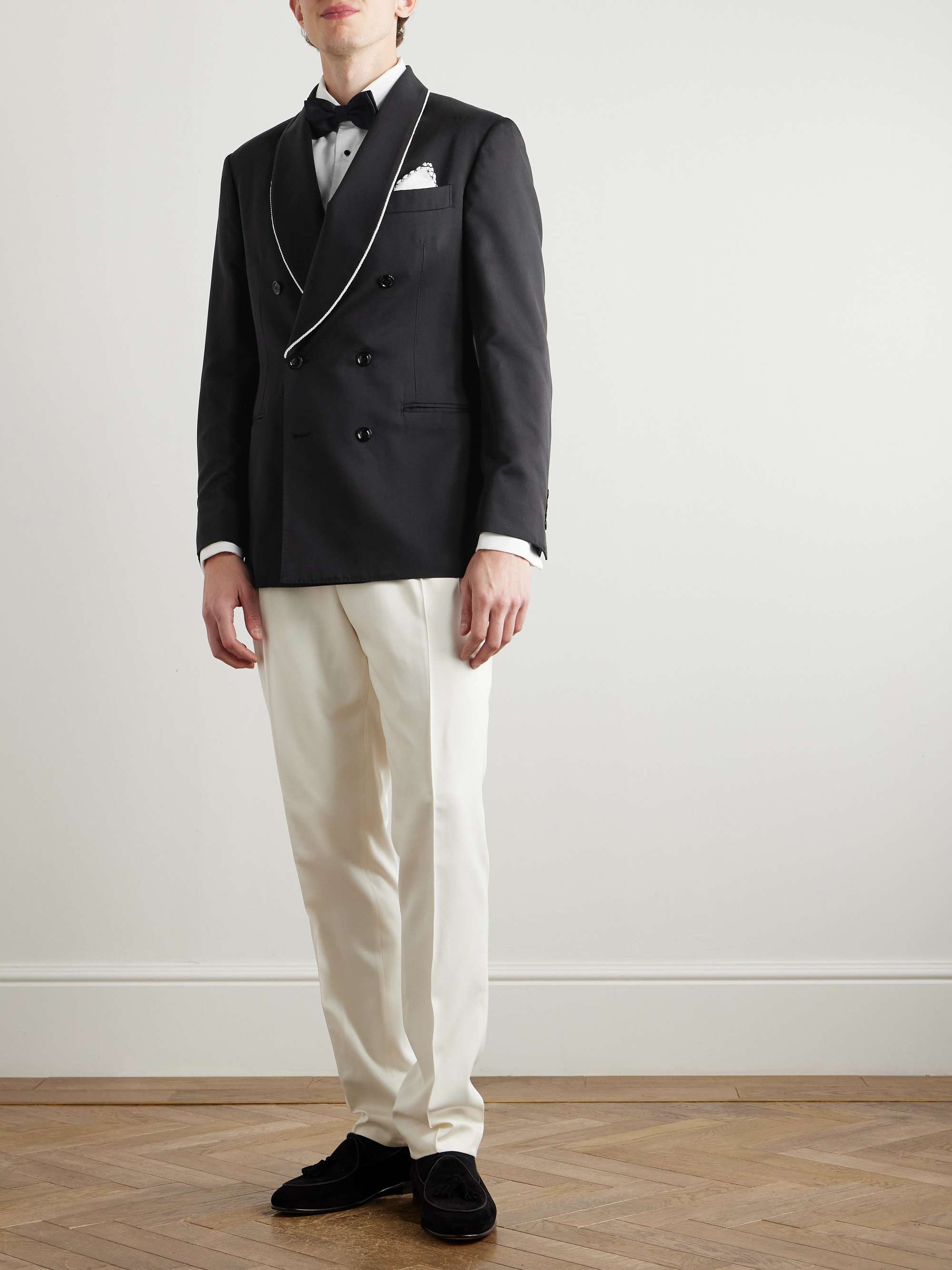 Double-Breasted Shawl-Lapel Silk-Twill Tuxedo Jacket view