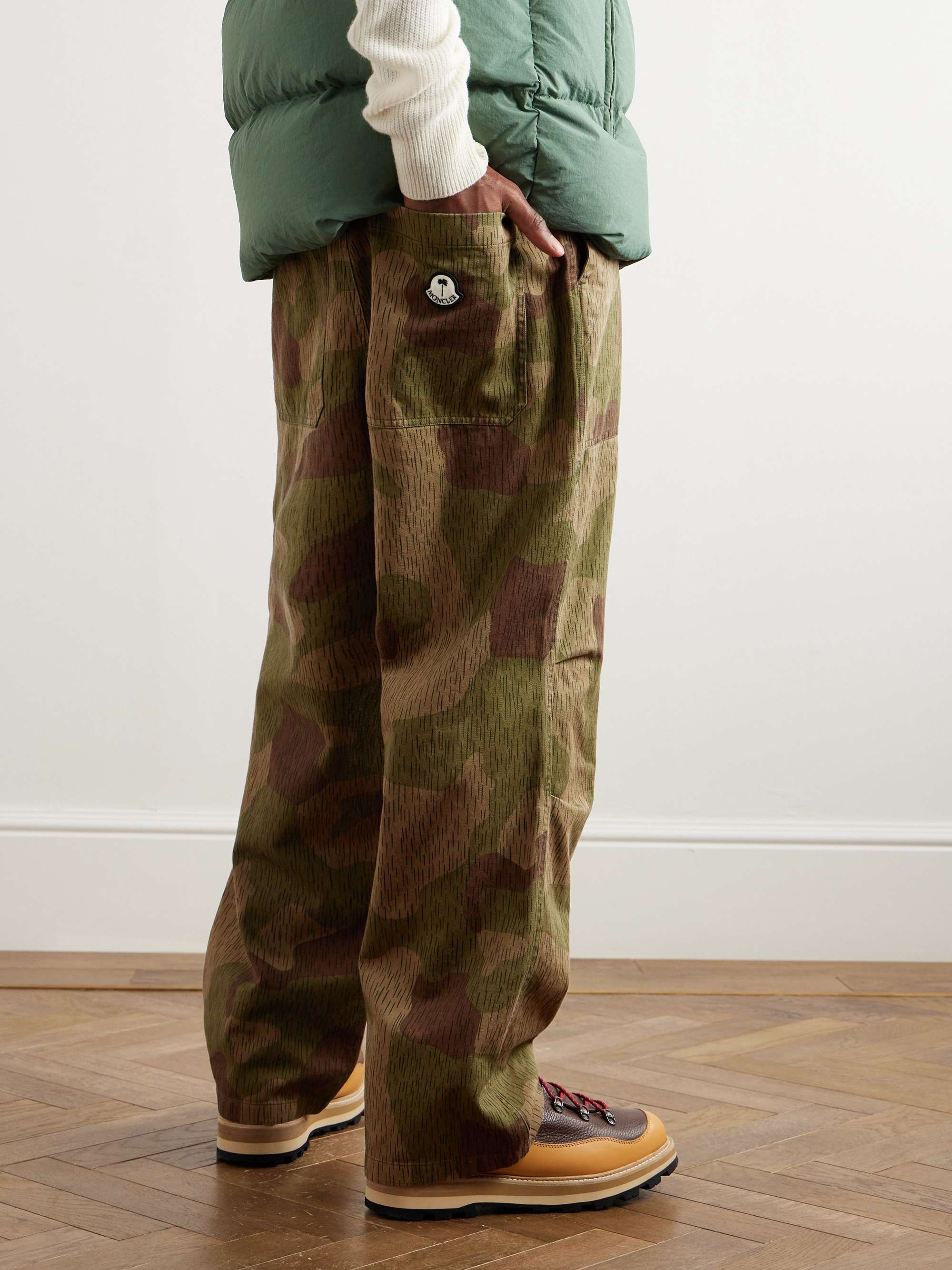 + Palm Angels Wide-Leg Camouflage-Print Cotton-Gabardine Trousers view