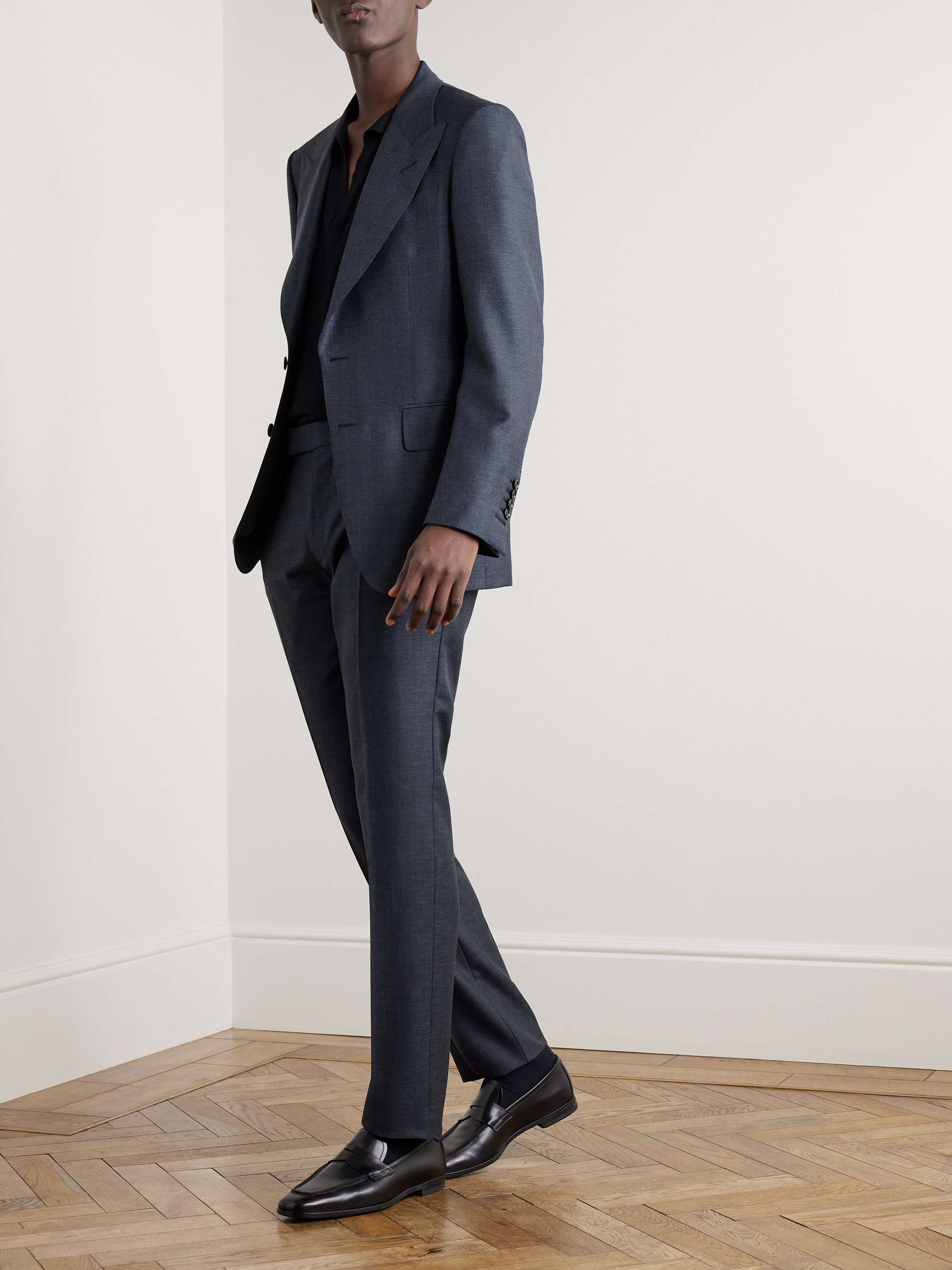 Shelton Slim-Fit Straight-Leg Wool, Mohair, Linen and Silk-Blend Trousers view
