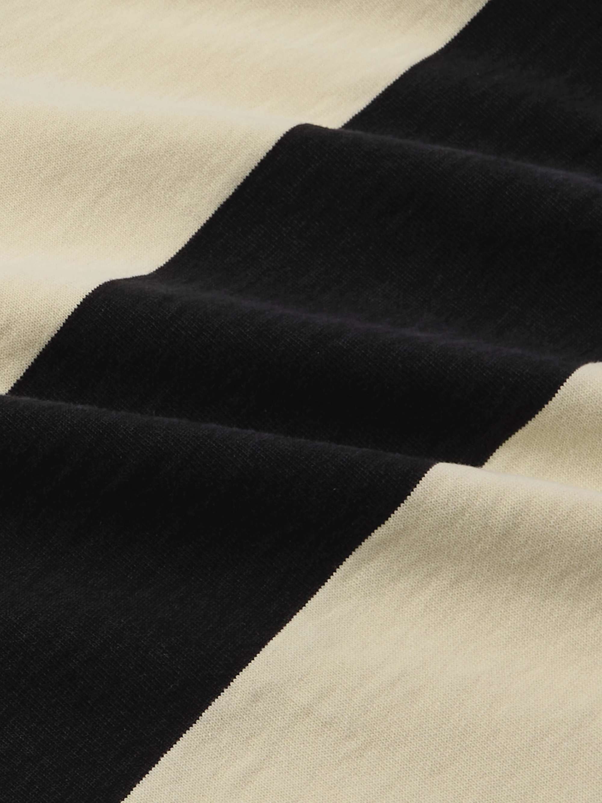 Oversized Logo-Embroidered Striped Cotton-Jersey Polo Shirt view