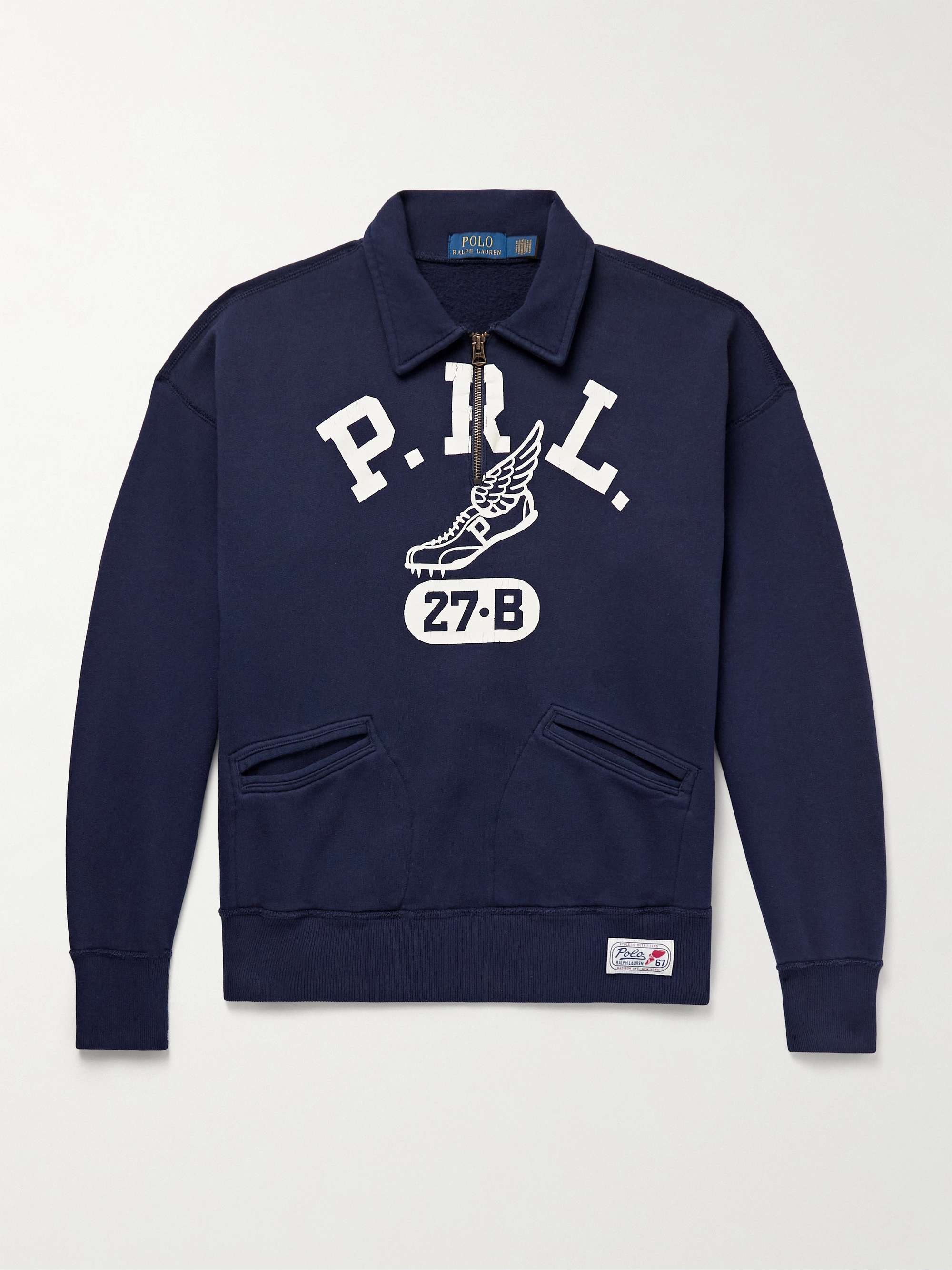 Logo-Print Cotton-Blend Jersey Half-Zip Sweatshirt hero visual